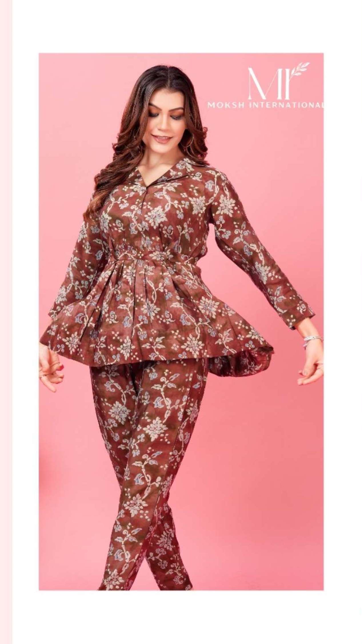 Moksh International Queen Premium Rayon Chanderi Co-ord Set