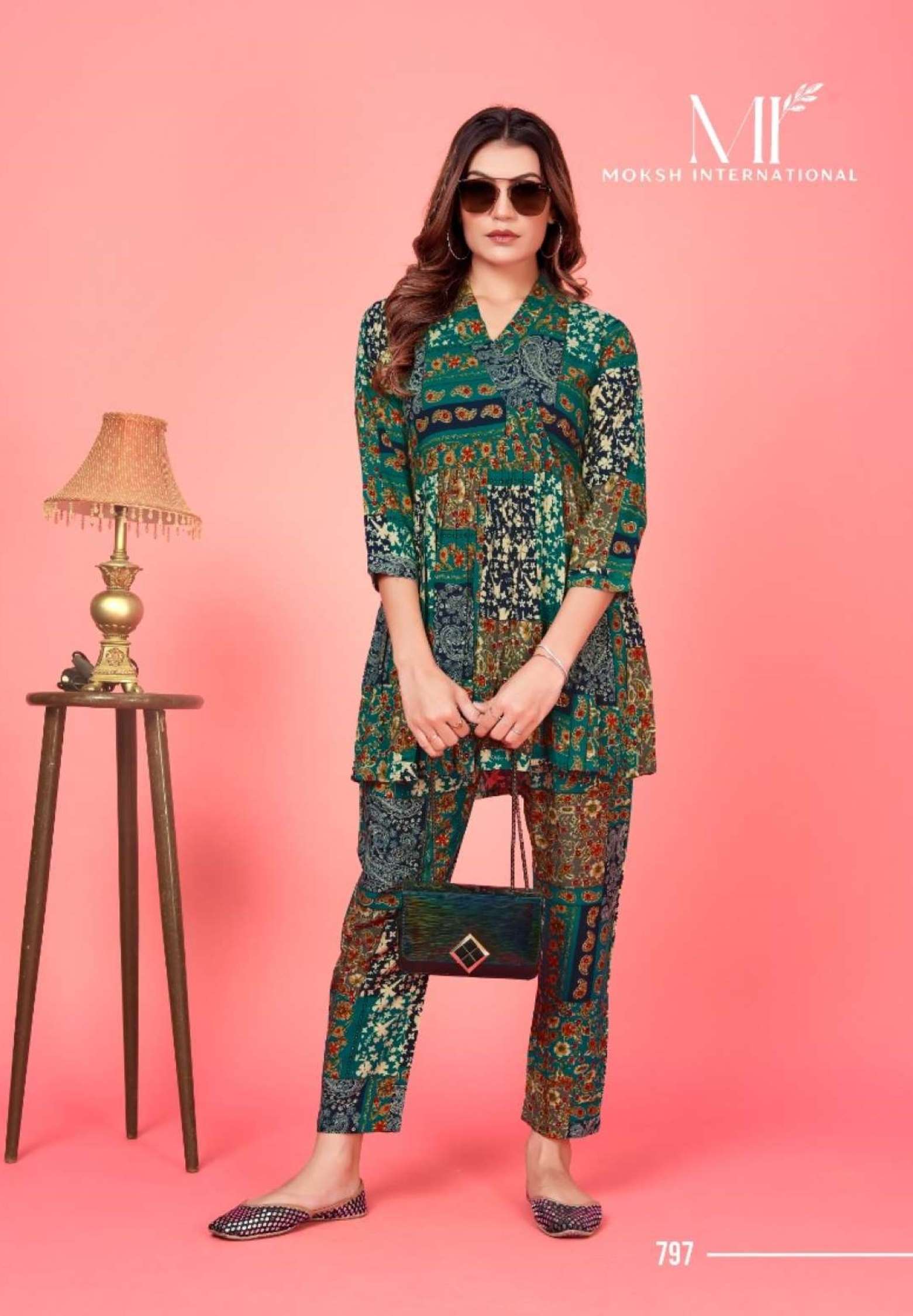 Moksh International Queen Premium Rayon Chanderi Co-ord Set