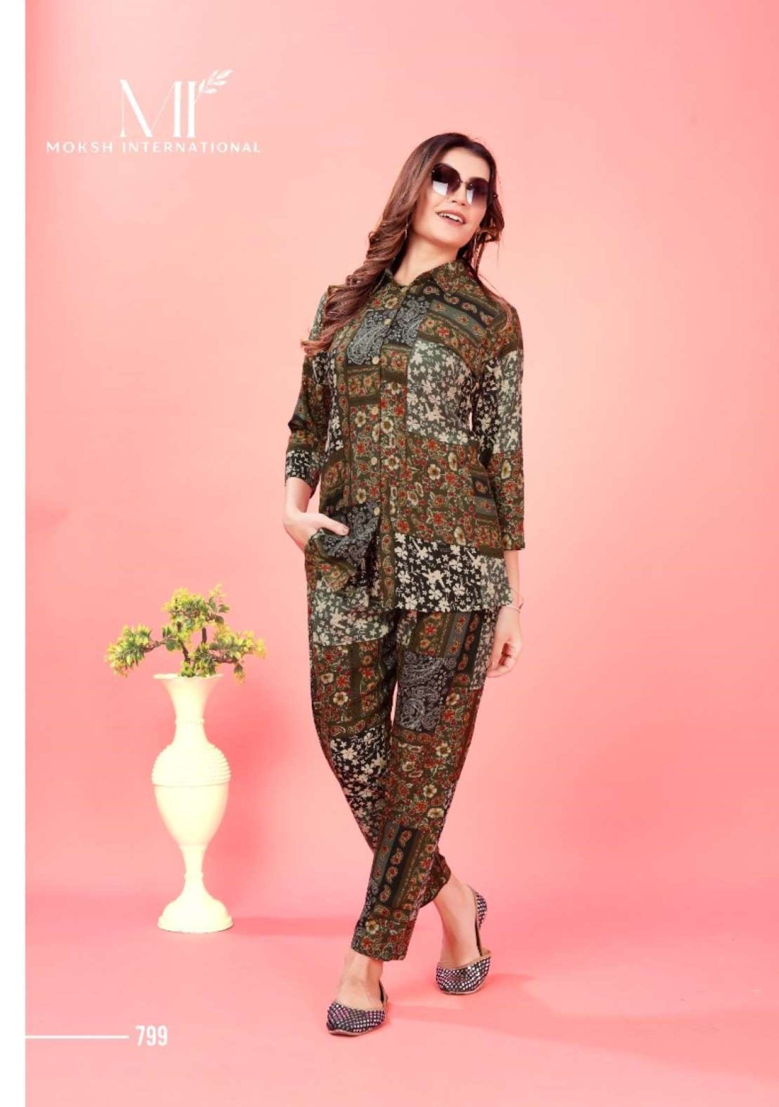 Moksh International Queen Premium Rayon Chanderi Co-ord Set