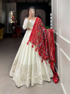Sumshy Wedding Wear White Georgette Lehenga Choli