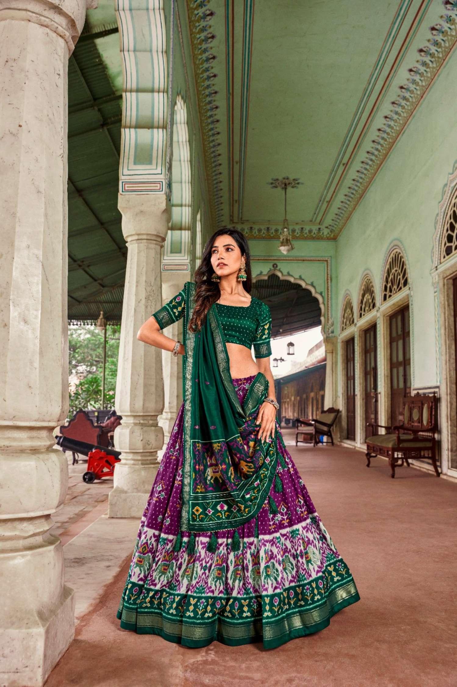 Sumshy Wedding Wear Patola Print Tussar Silk Lehenga Choli
