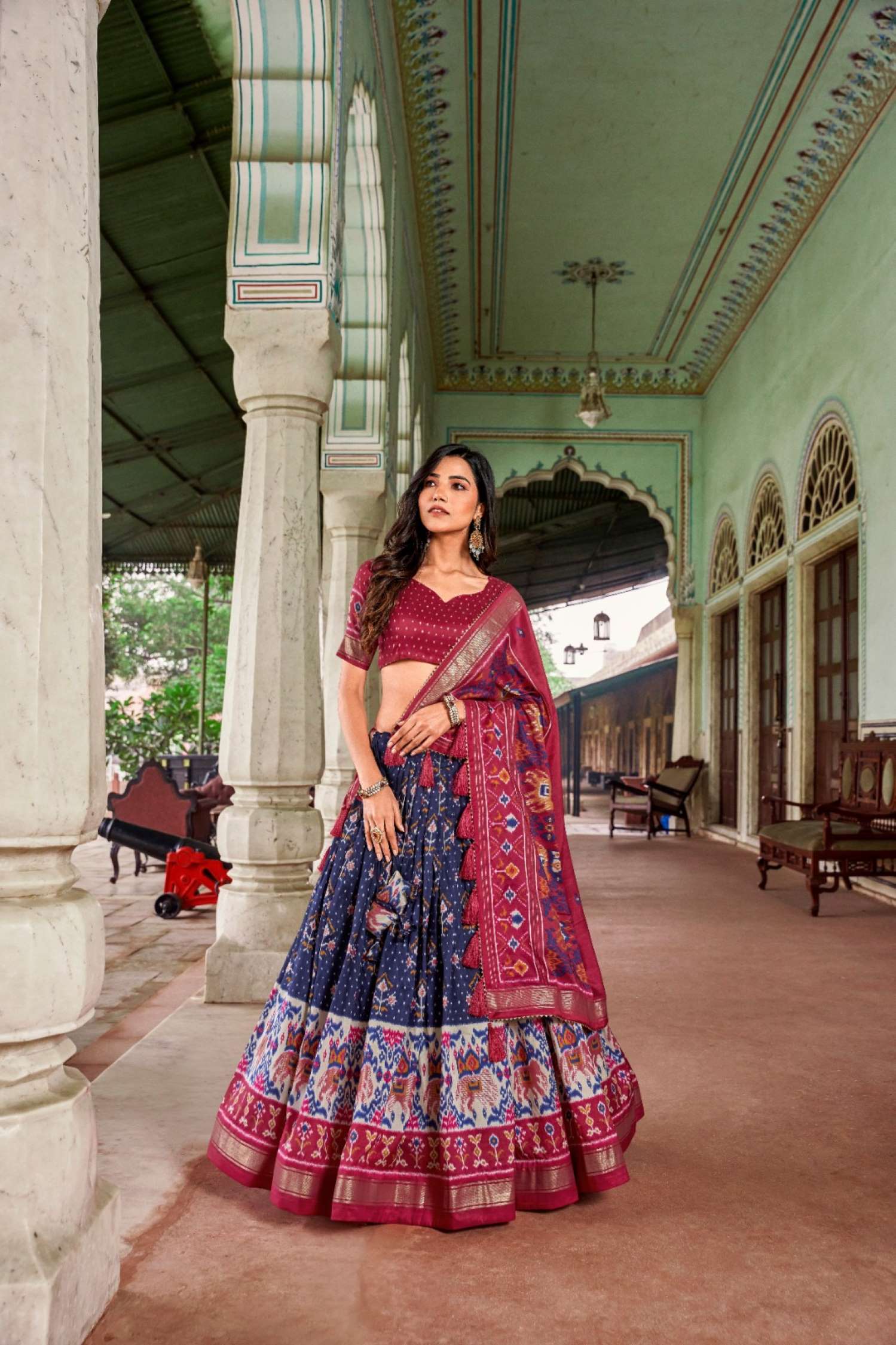 Sumshy Wedding Wear Patola Print Tussar Silk Lehenga Choli