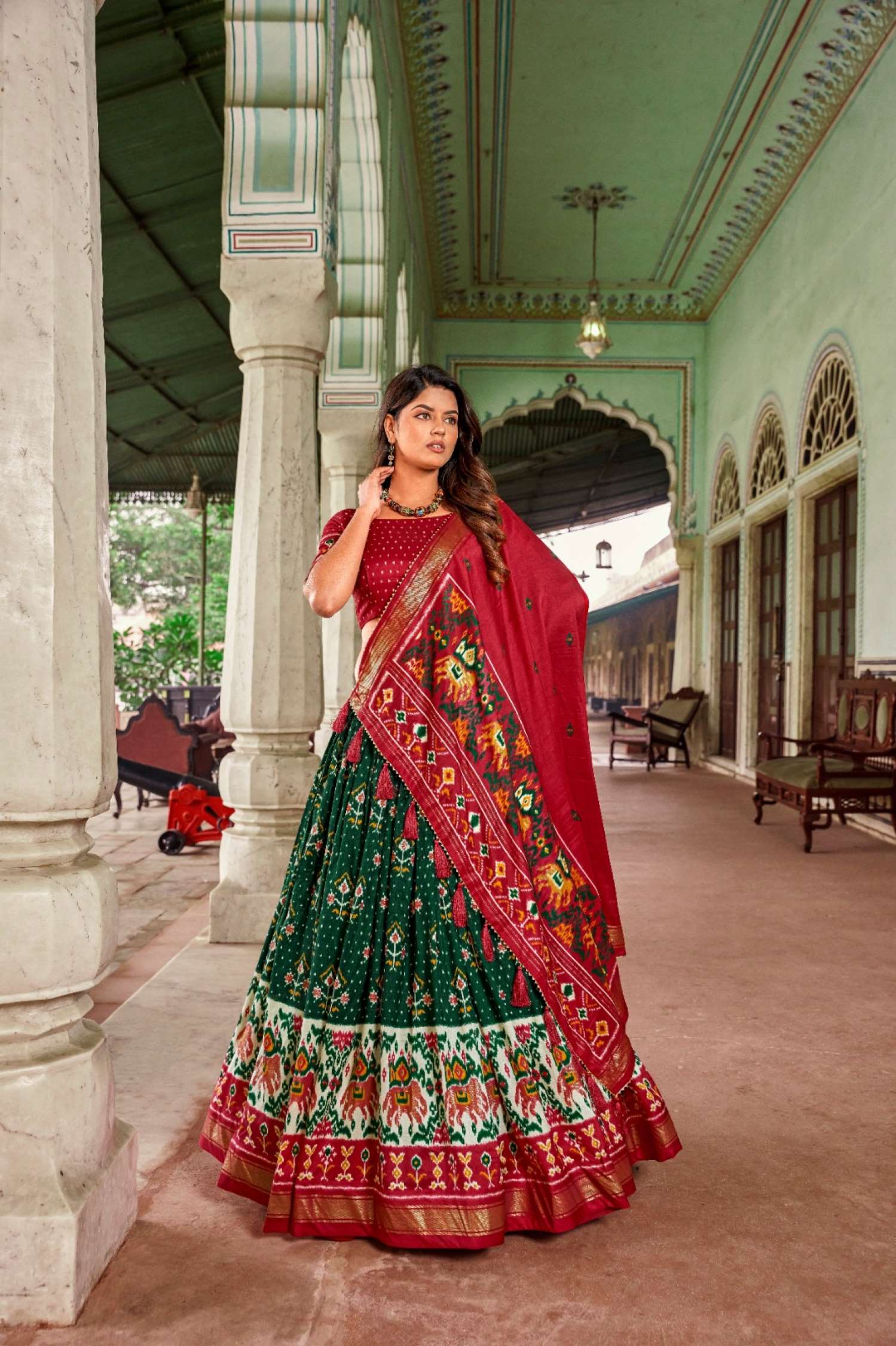 Sumshy Wedding Wear Patola Print Tussar Silk Lehenga Choli