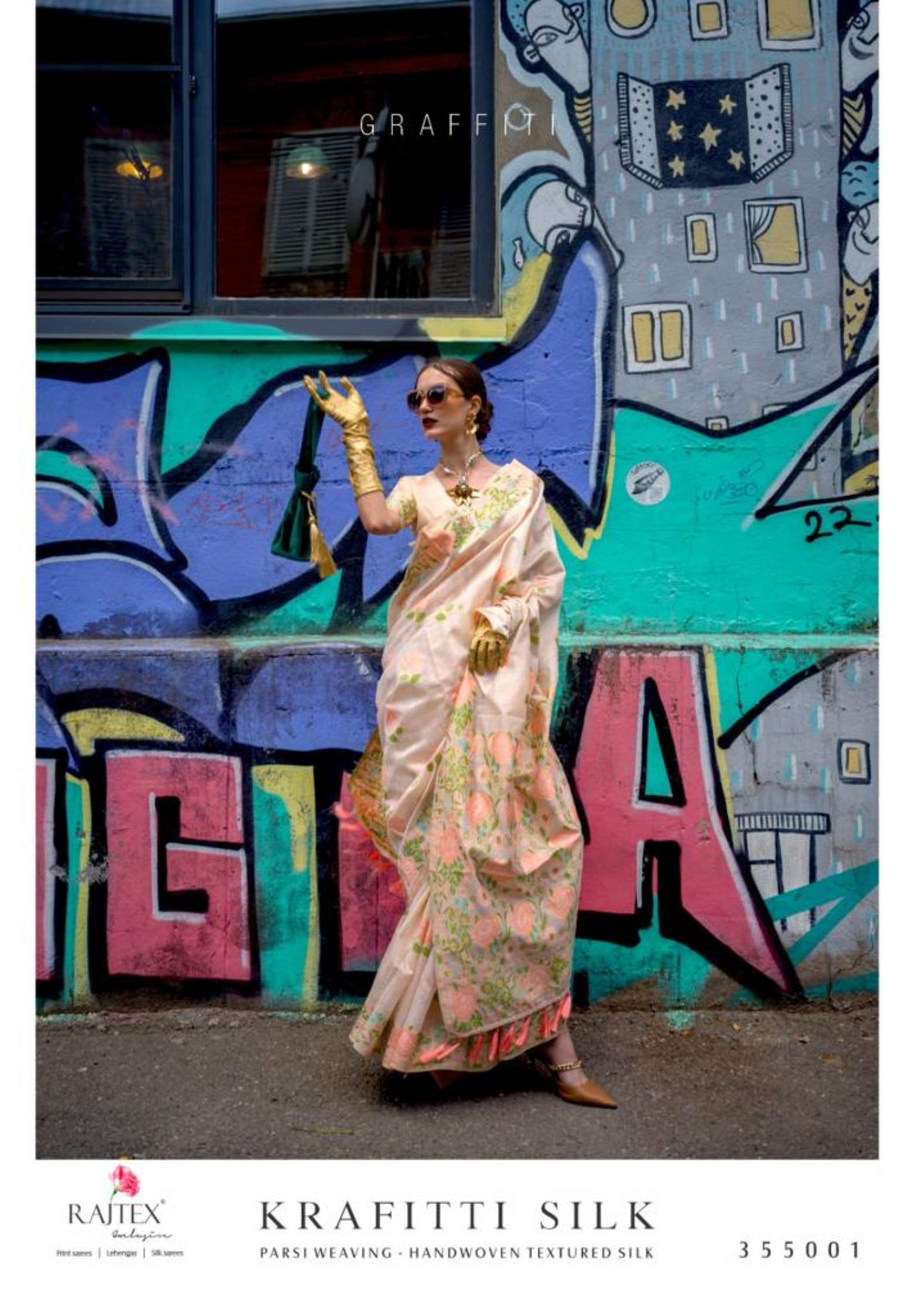 Rajtex Krafitti Handwoven Textured Silk Designer Saree