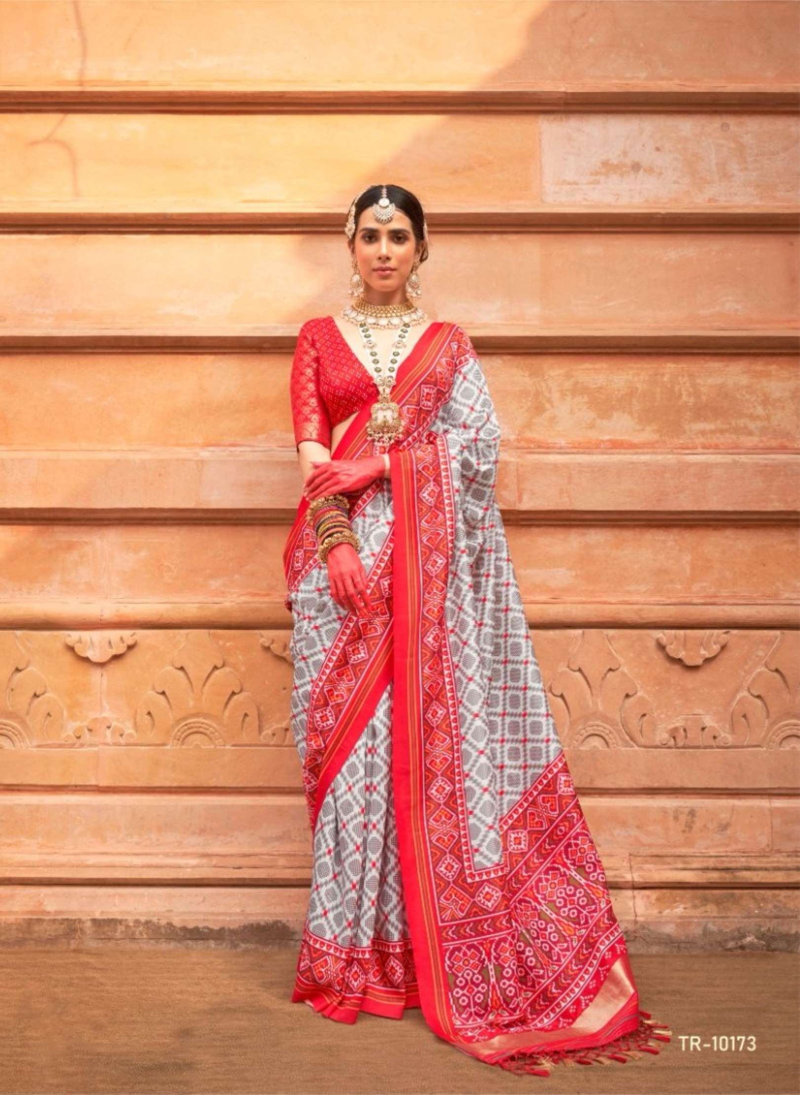 Sumshy Trirath Trith Patola Printed P.V. Silk Wedding Wear Saree