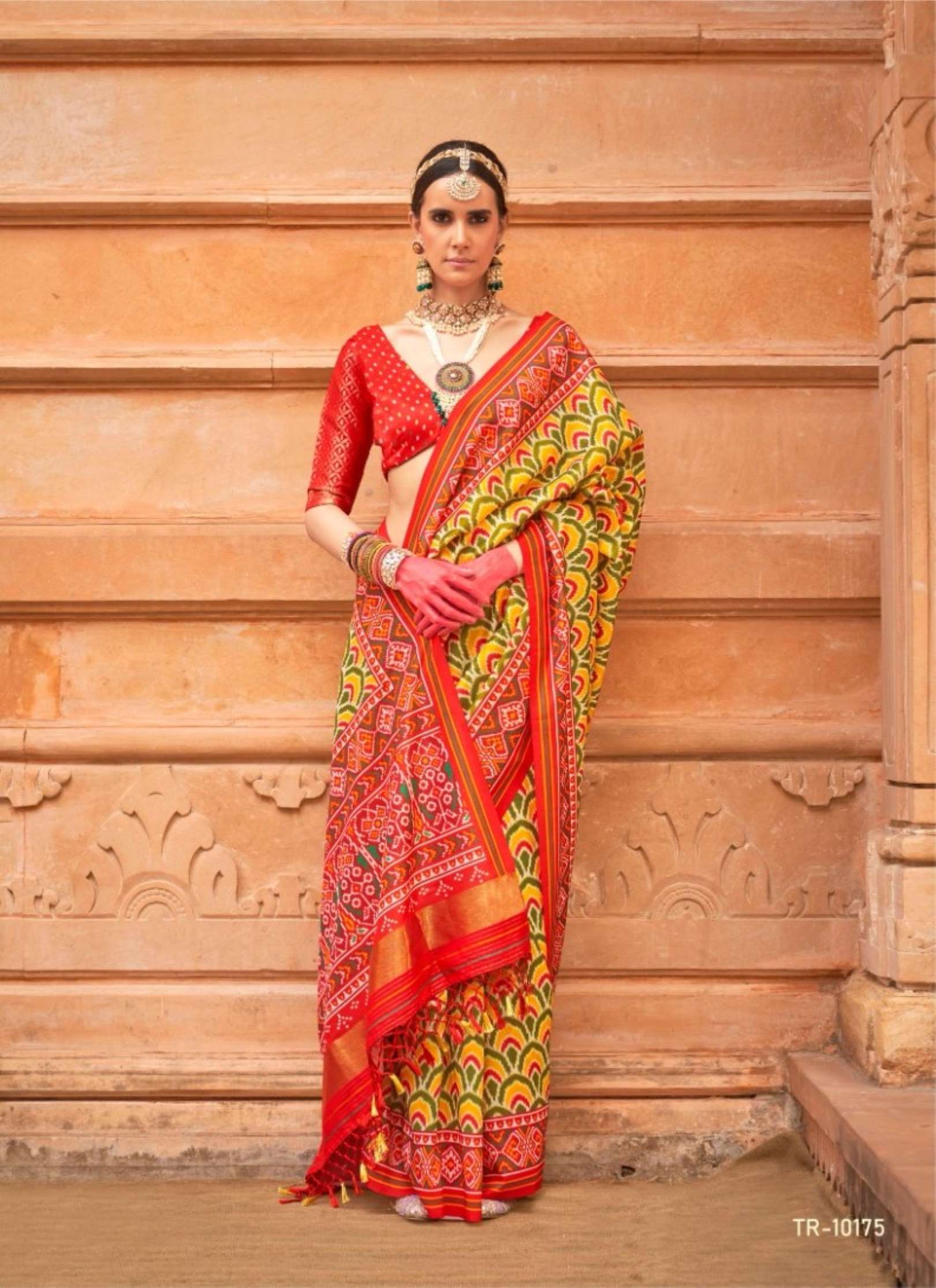Sumshy Trirath Trith Patola Printed P.V. Silk Wedding Wear Saree