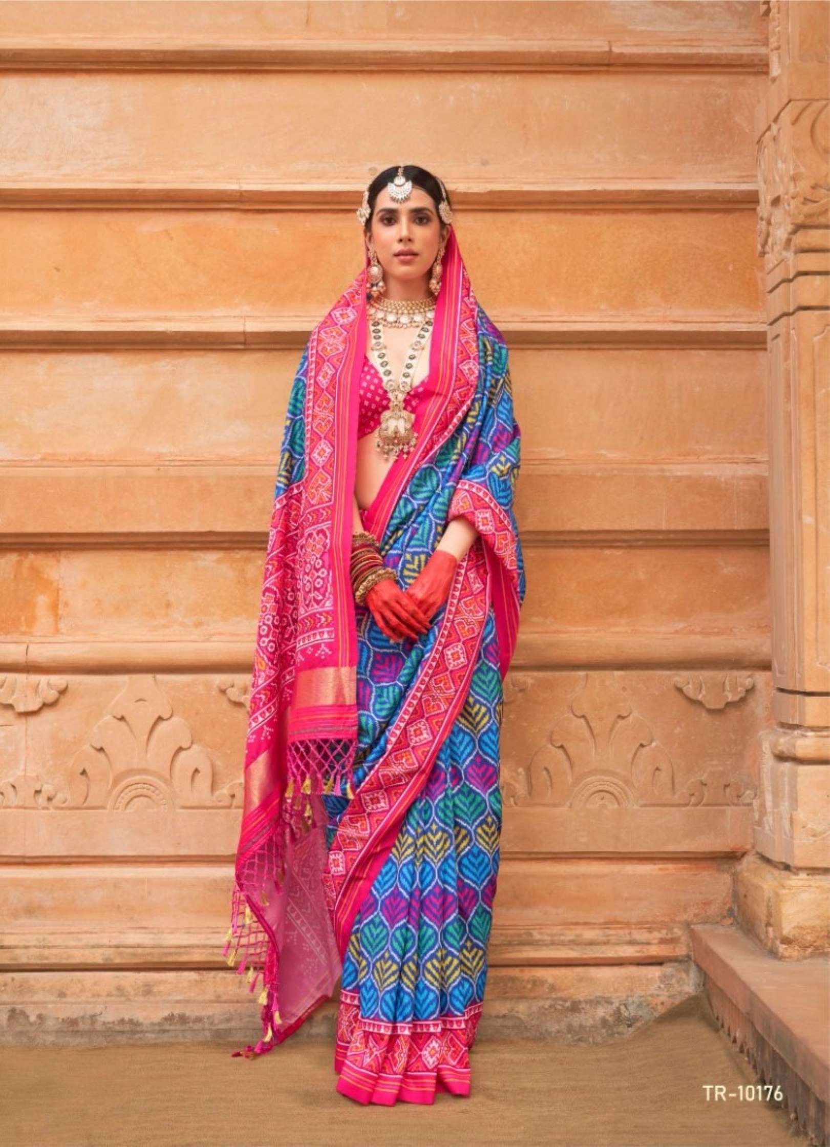 Sumshy Trirath Trith Patola Printed P.V. Silk Wedding Wear Saree