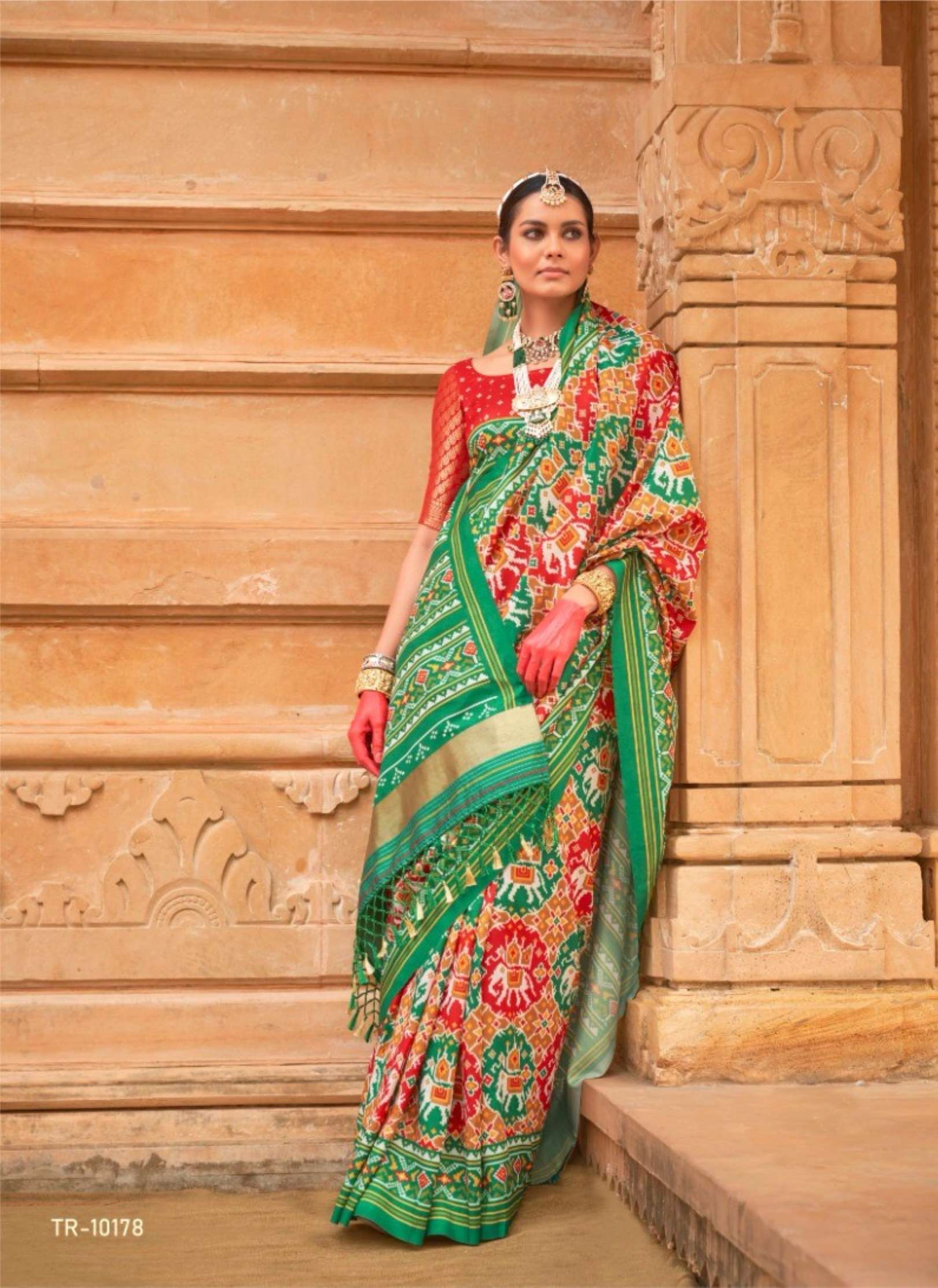 Sumshy Trirath Trith Patola Printed P.V. Silk Wedding Wear Saree