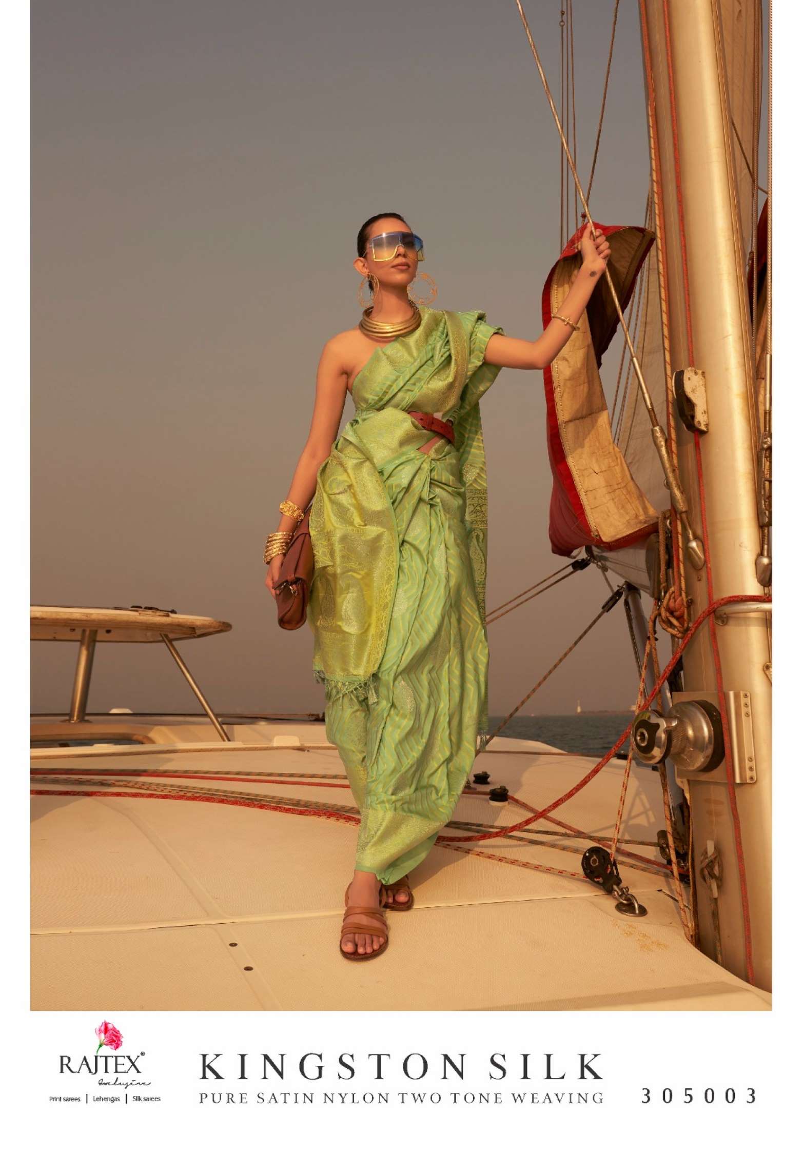 Rajtex Kingston Wedding Wear Satin Nylon Weaving Saree