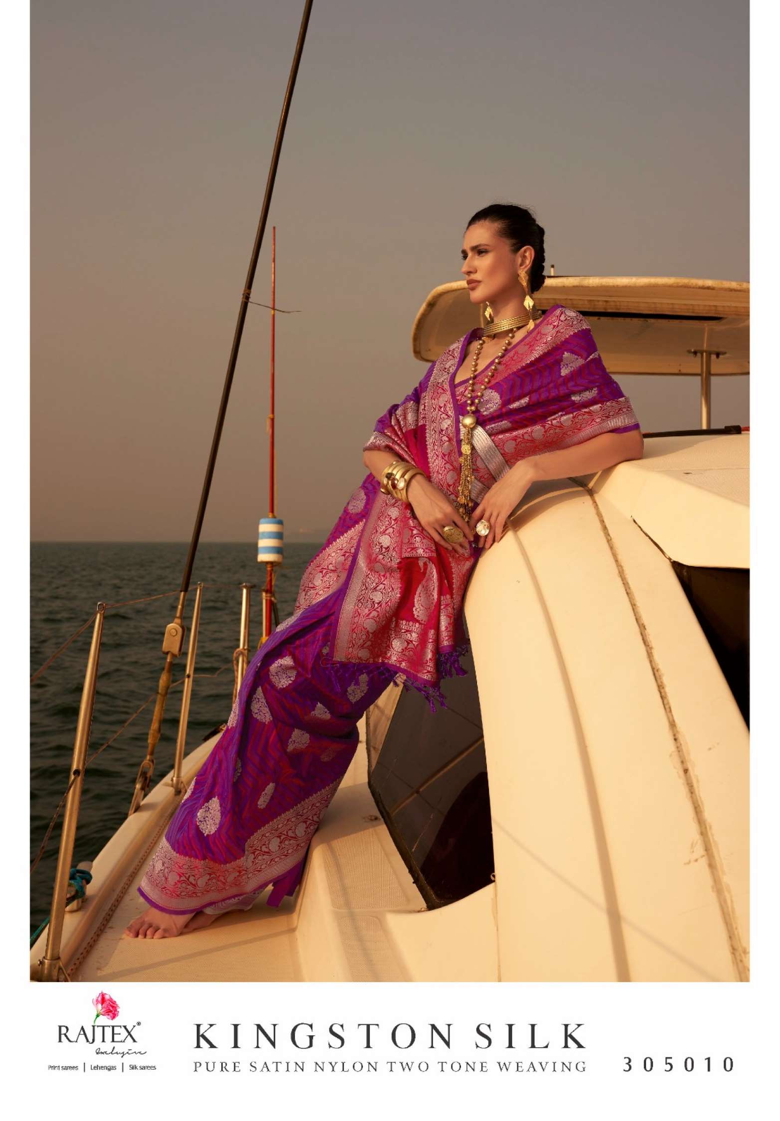 Rajtex Kingston Wedding Wear Satin Nylon Weaving Saree