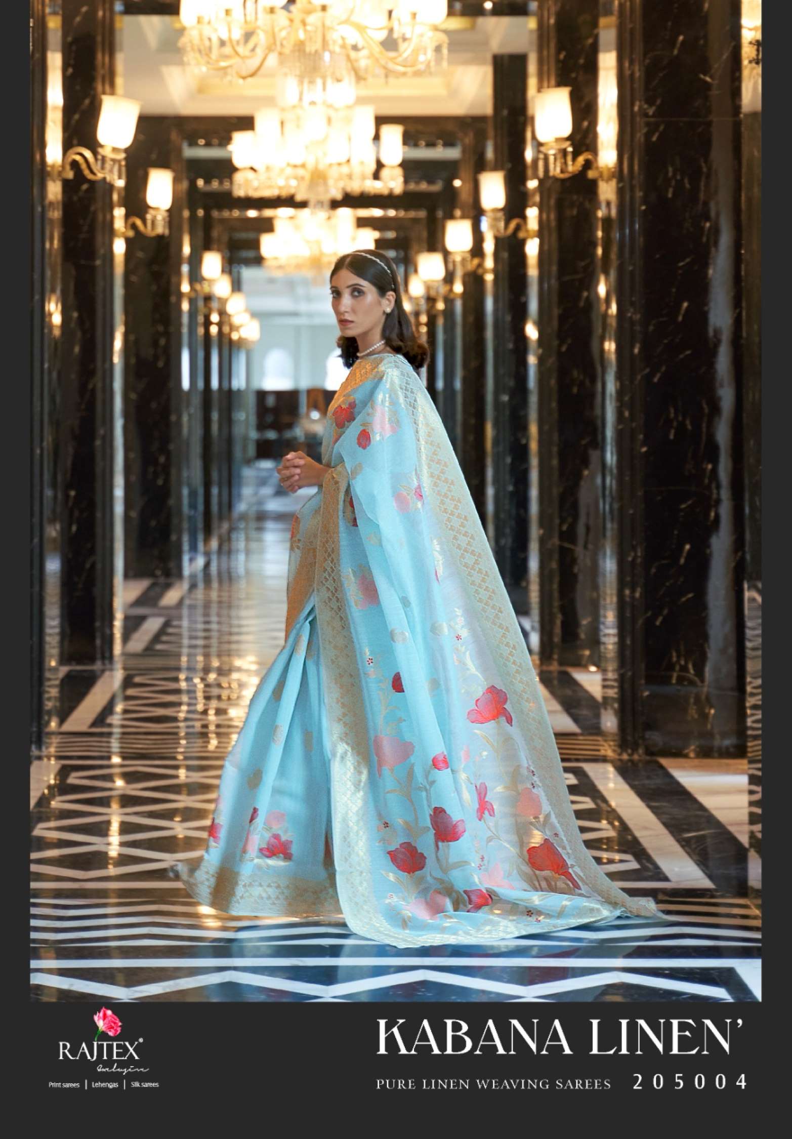 Rajtex Kabana Designer Pure Linen Zari Weaving Saree