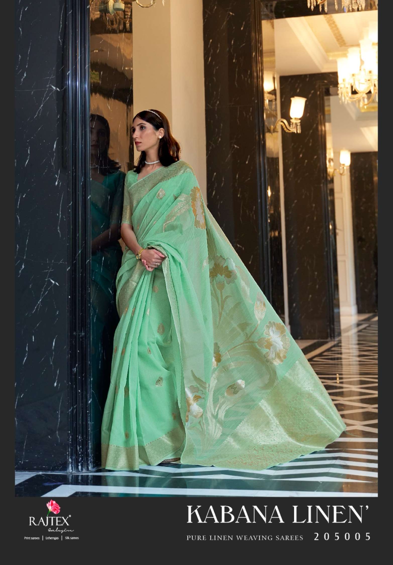 Rajtex Kabana Designer Pure Linen Zari Weaving Saree