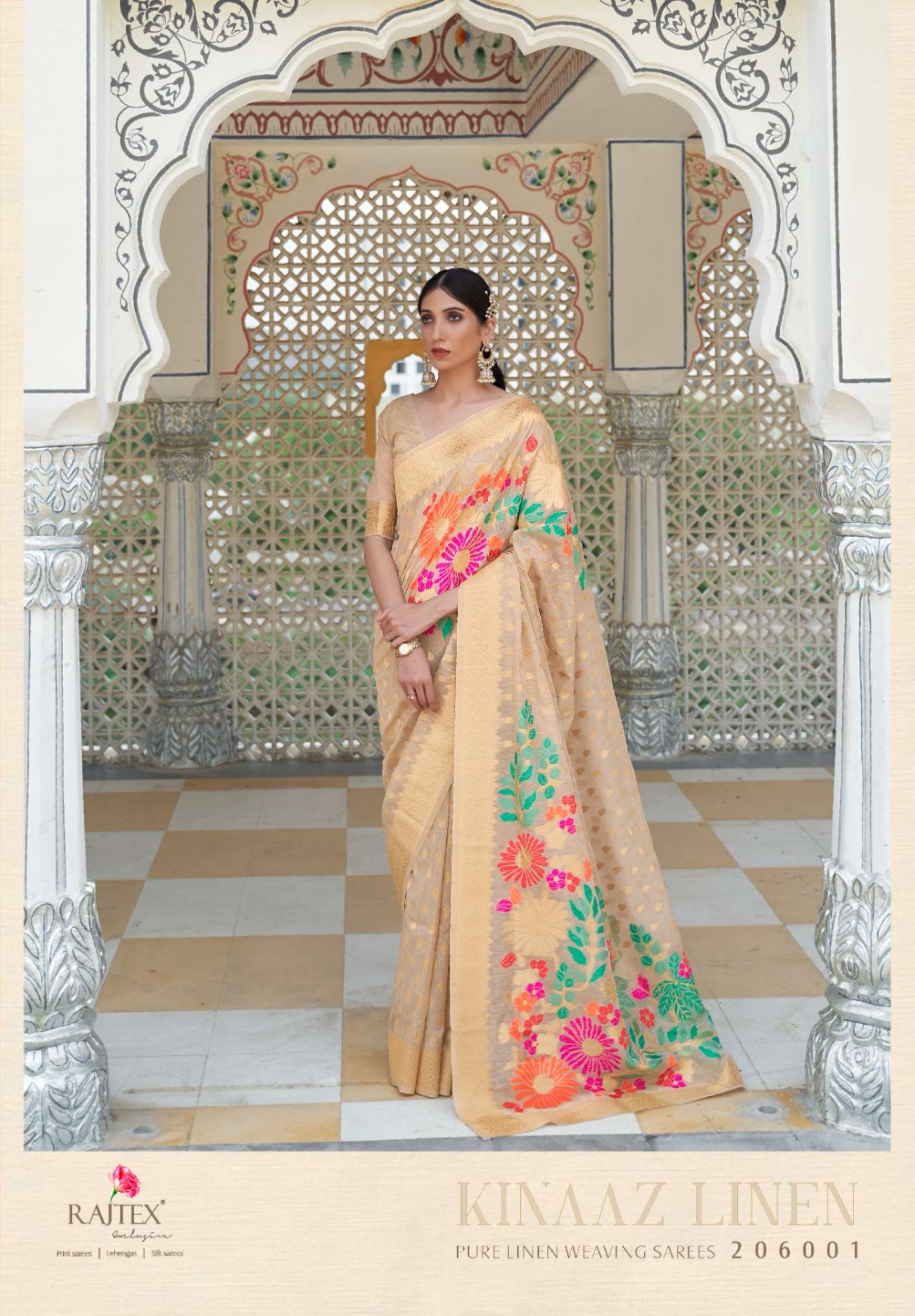 Rajtex Kinaaz Wedding Wear Linen Weaving Saree