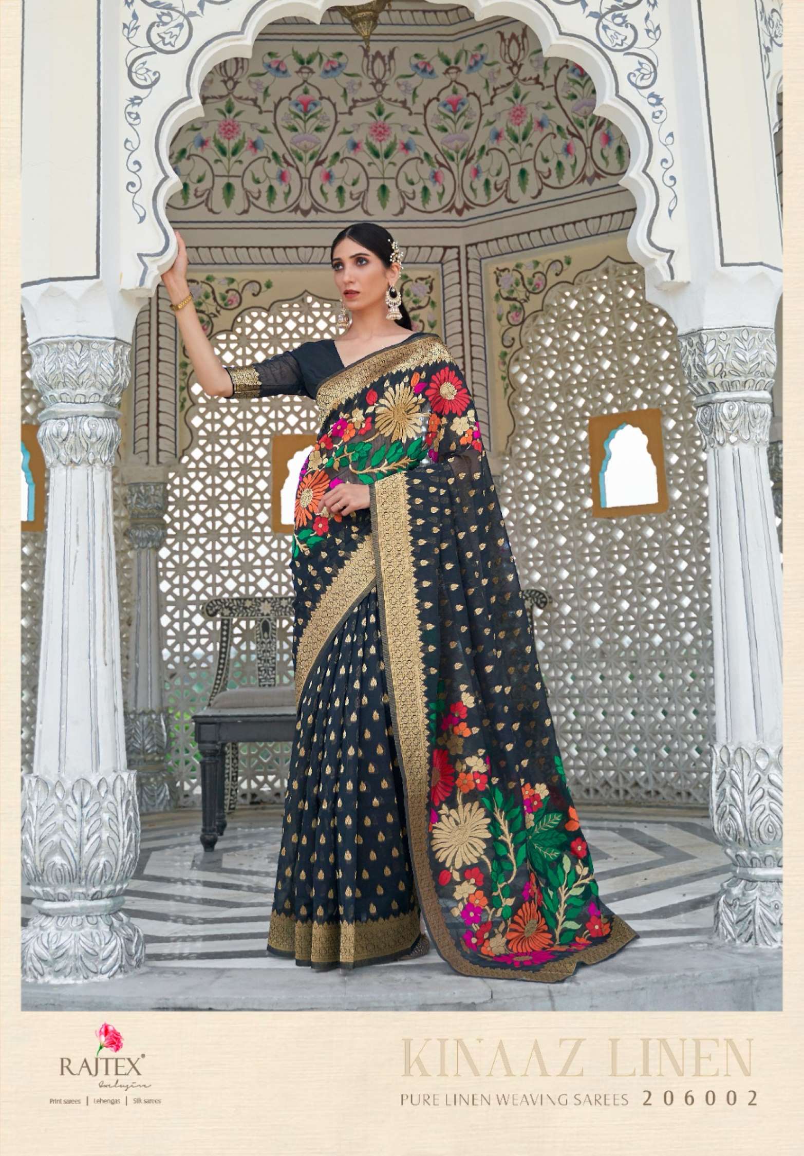 Rajtex Kinaaz Wedding Wear Linen Weaving Saree
