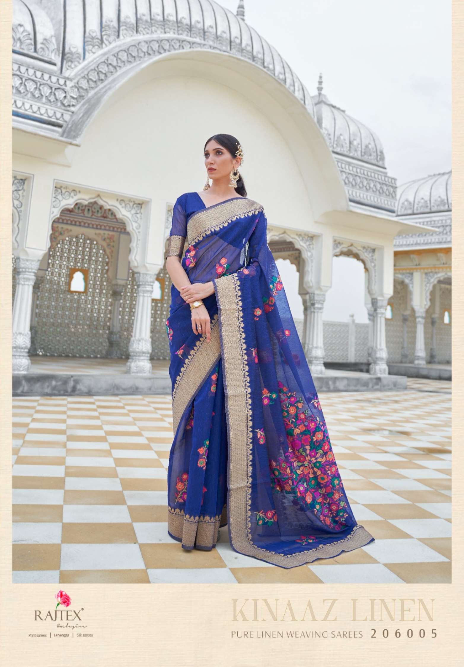 Rajtex Kinaaz Wedding Wear Linen Weaving Saree