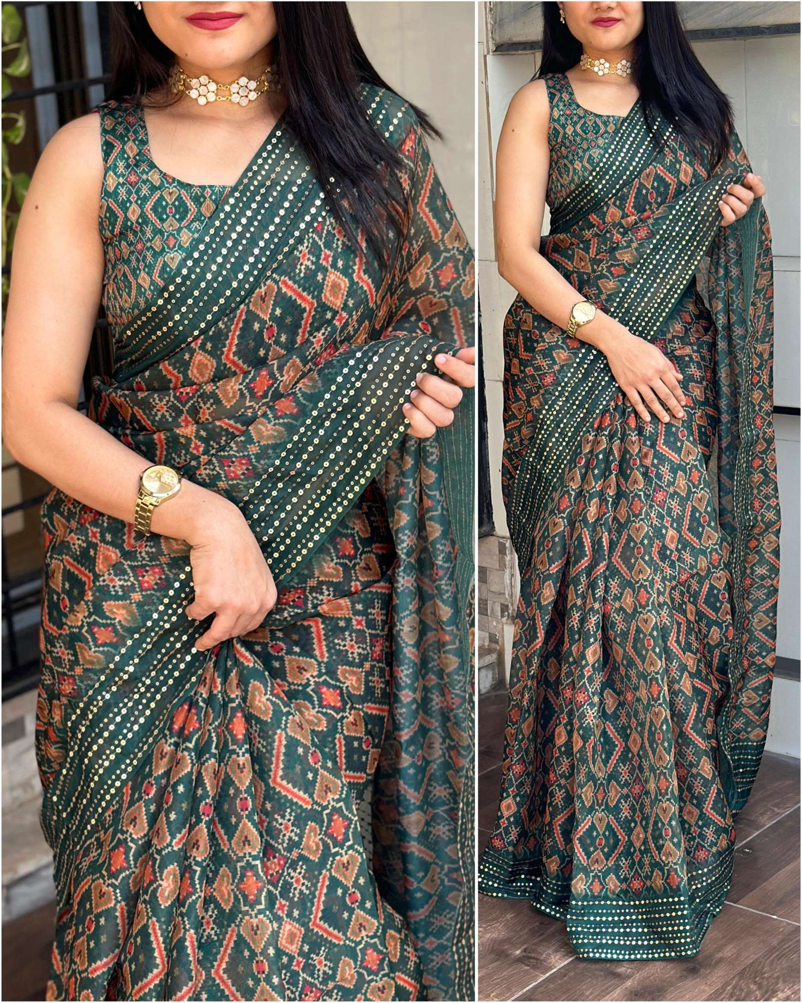 Sumshy Ladies Printed Soft Organza Saree