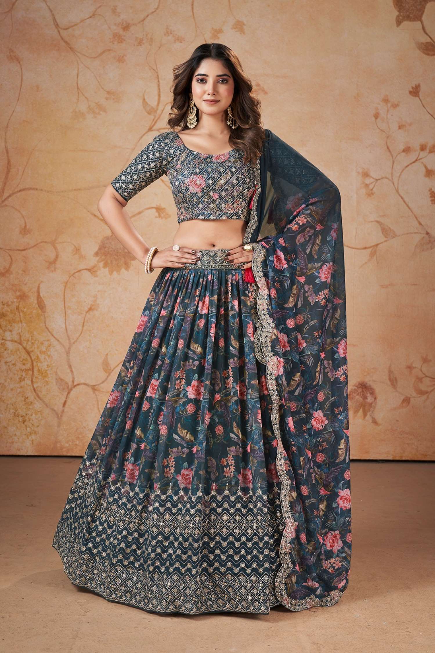 Sumshy Designer Digital Printed Georgette Lehenga Choli
