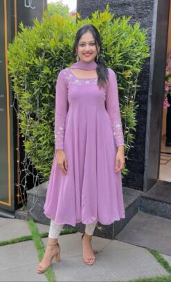 Sumshy Ladies Handwork Fox Georgette Gown With Dupatta