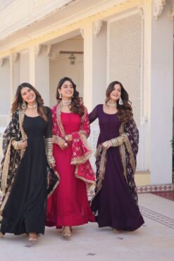 Sumshy Beautiful Faux Blooming Gown With Dupatta