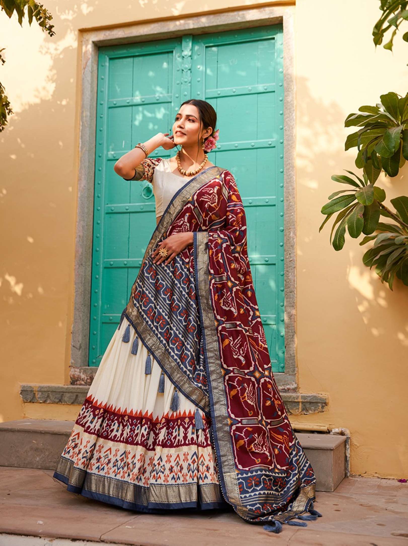 Sumshy Latest Patola Printed Tussar Silk Lehenga Choli