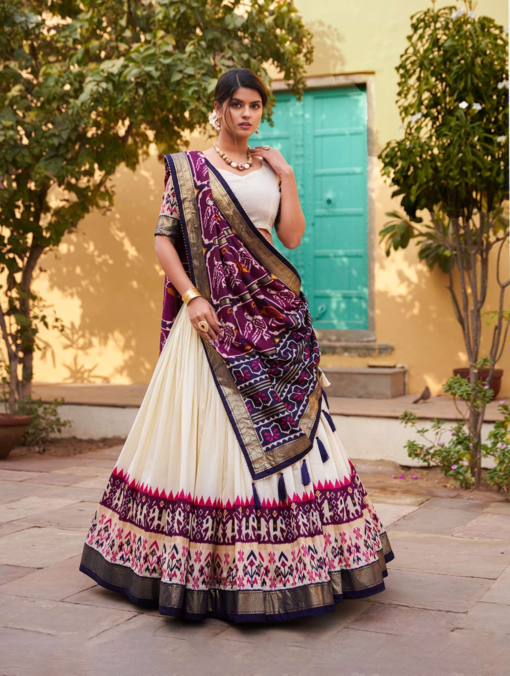 Sumshy Latest Patola Printed Tussar Silk Lehenga Choli