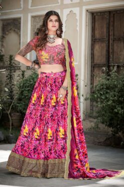Sumshy Digital Printed Crushed Chinon Lehenga Choli