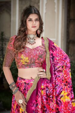 Sumshy Digital Printed Crushed Chinon Lehenga Choli