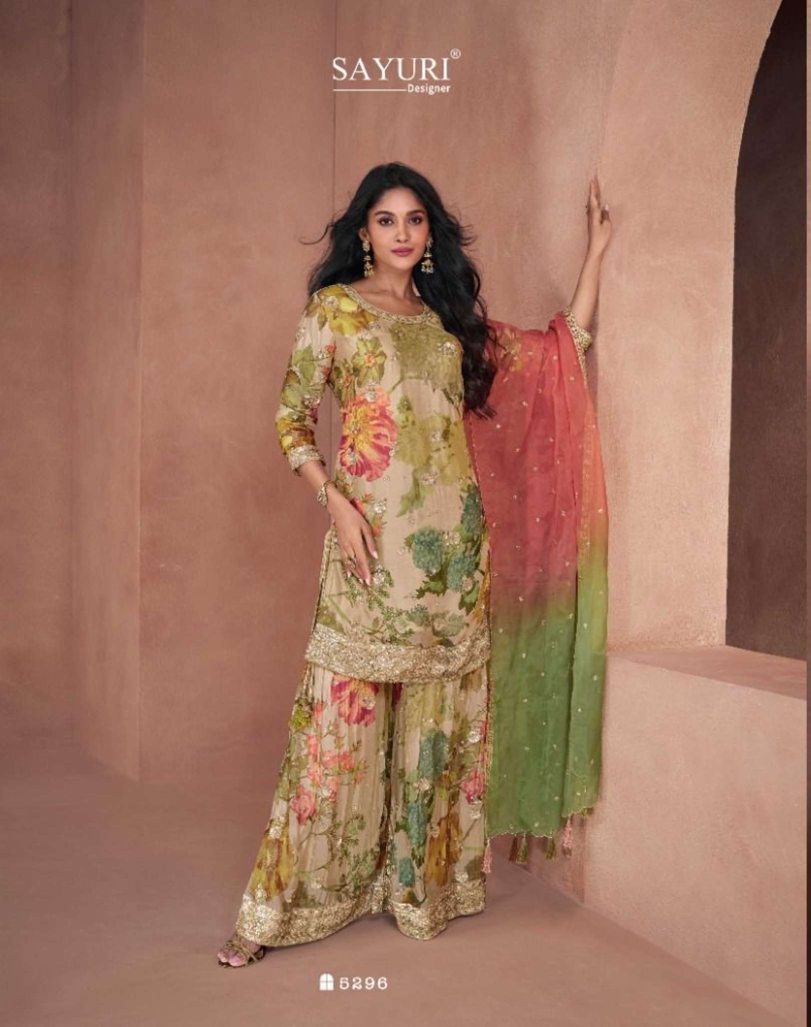 Sayuri Lotus Digital Printed Georgette Readymade Dress