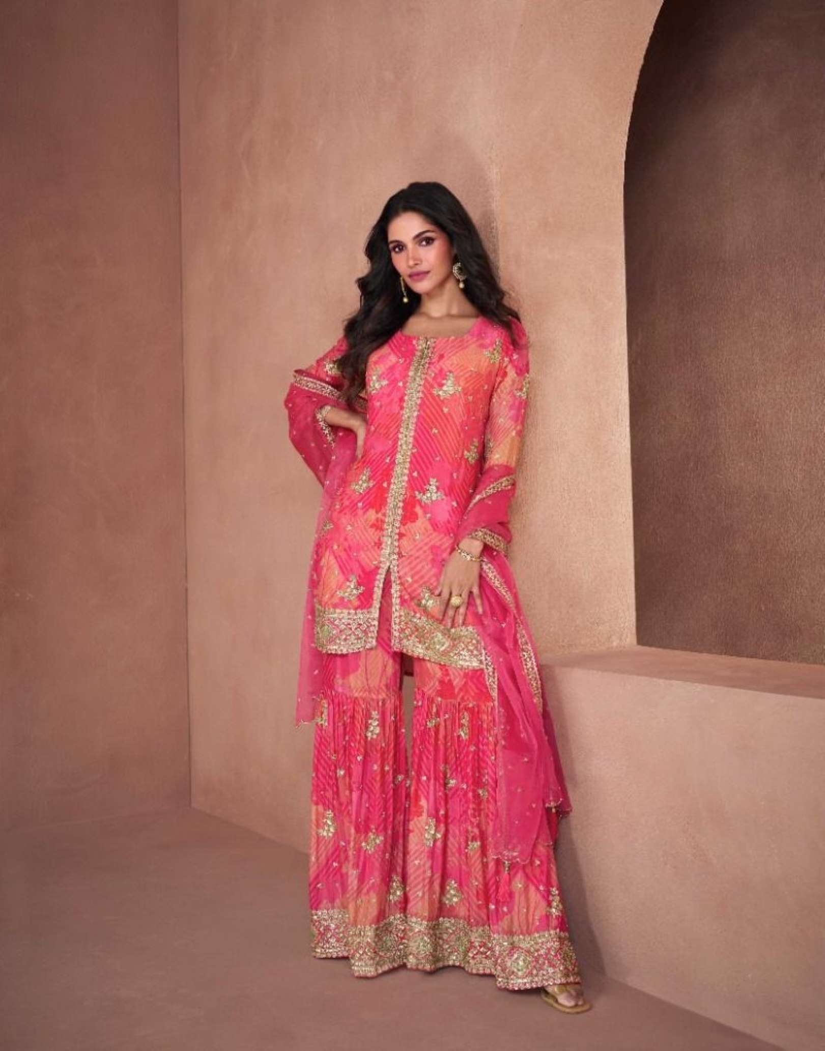 Sayuri Lotus Digital Printed Georgette Readymade Dress