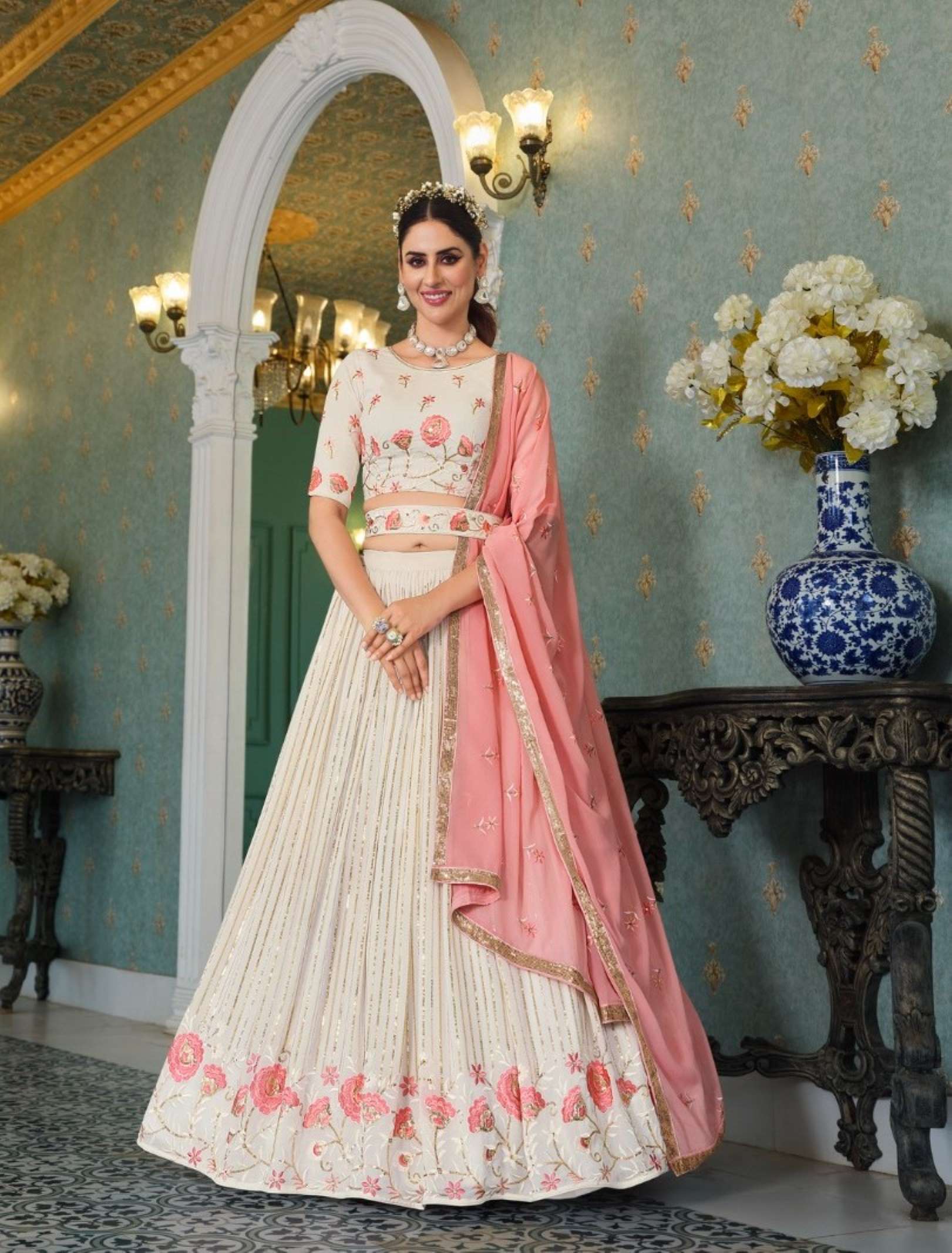 Shubhkala Girlish Embroidery Georgette Lehenga Choli
