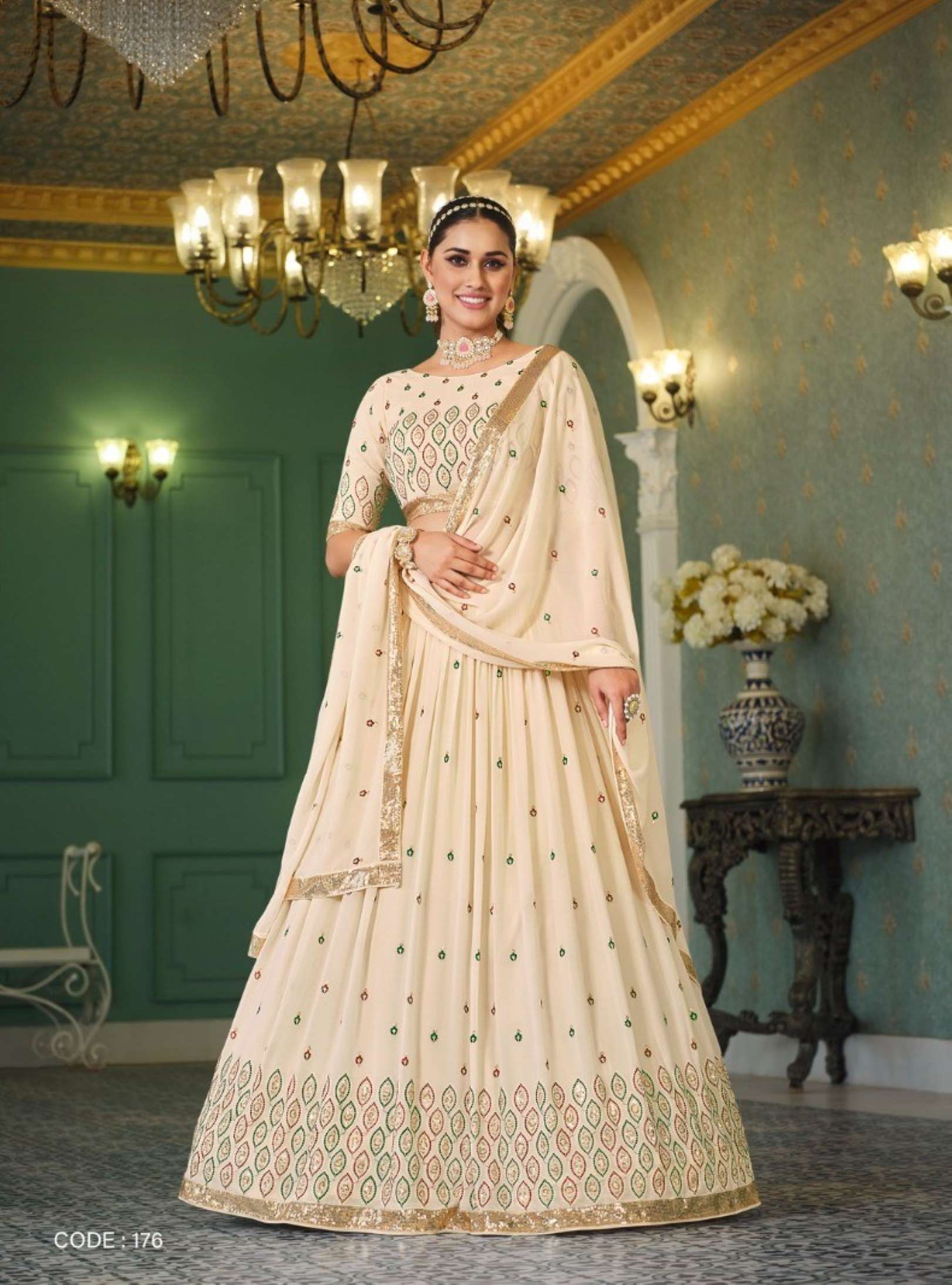 Shubhkala Girlish Embroidery Georgette Lehenga Choli