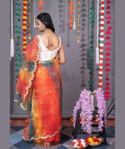 Sumshy Bandhej Printed Soft Organza Designer Saree