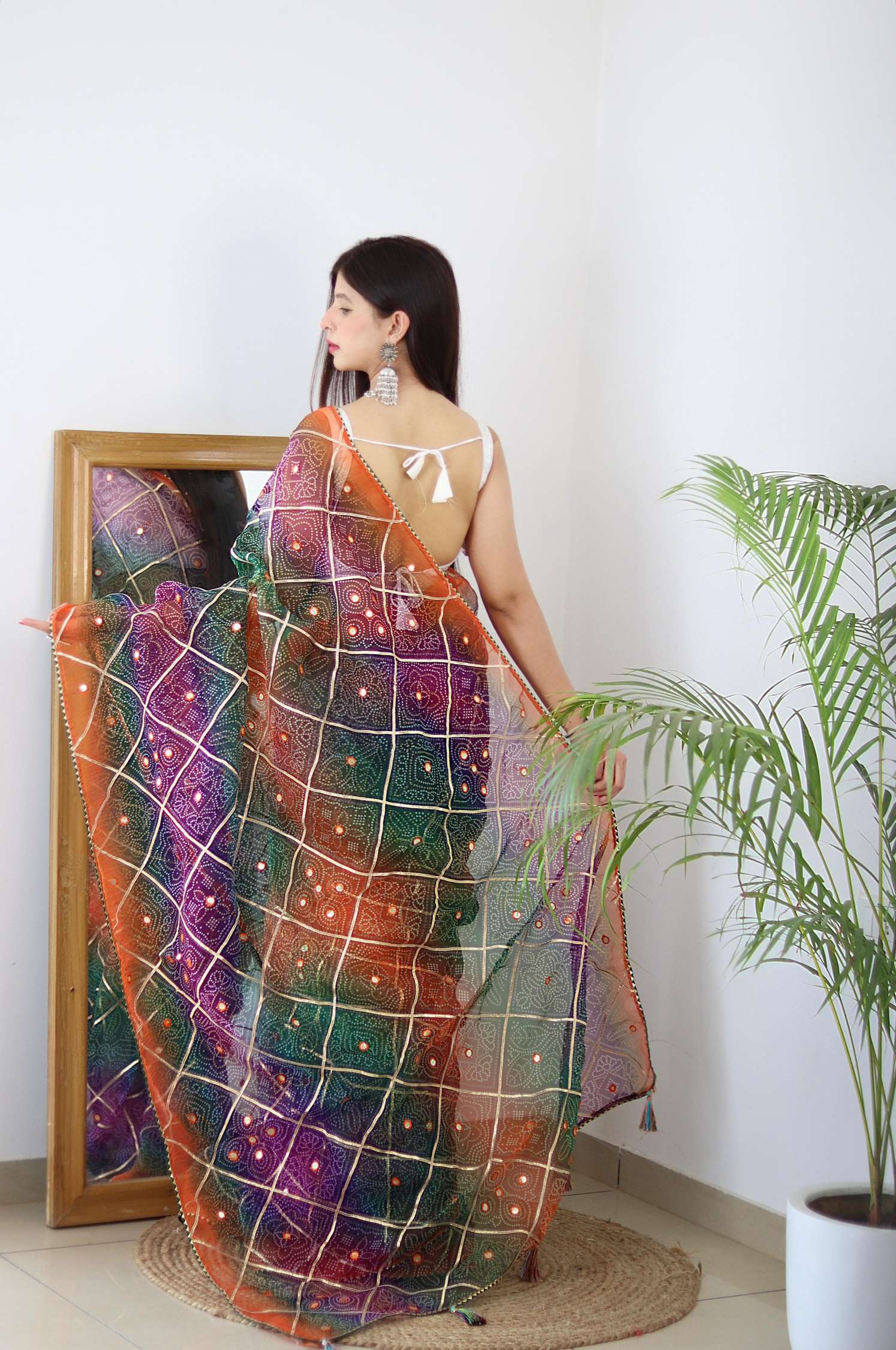 Sumshy Bandhani Digital Printed Soft Organza Saree