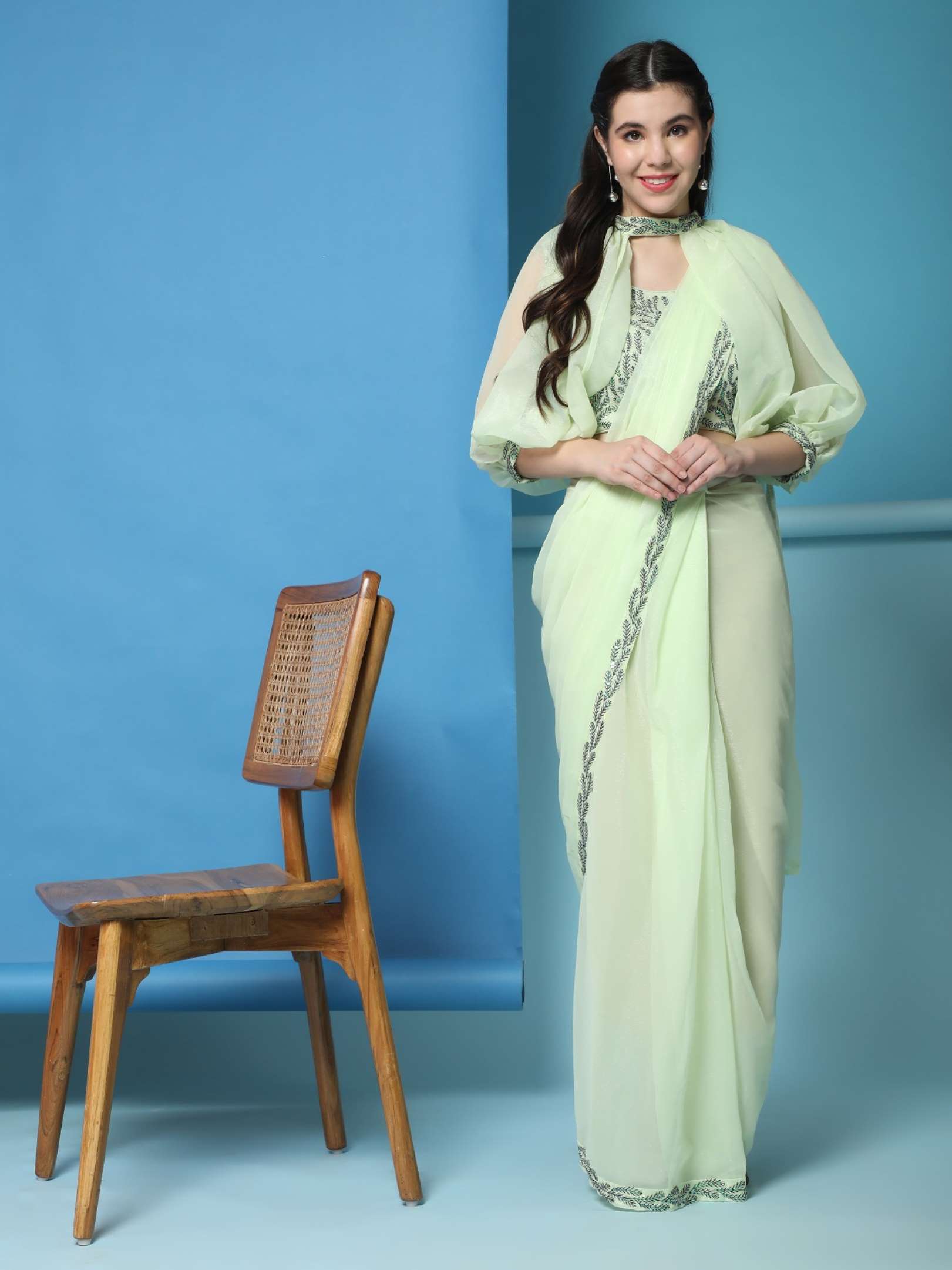 Sumshy Designer Fancy Fabric Ready To Wear Saree