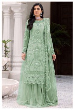 Sumshy Wedding Wear Embroidery Net Dress Material
