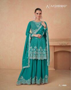 Aashirwad Aahana Embroidery Chinon Silk Readymade Dress