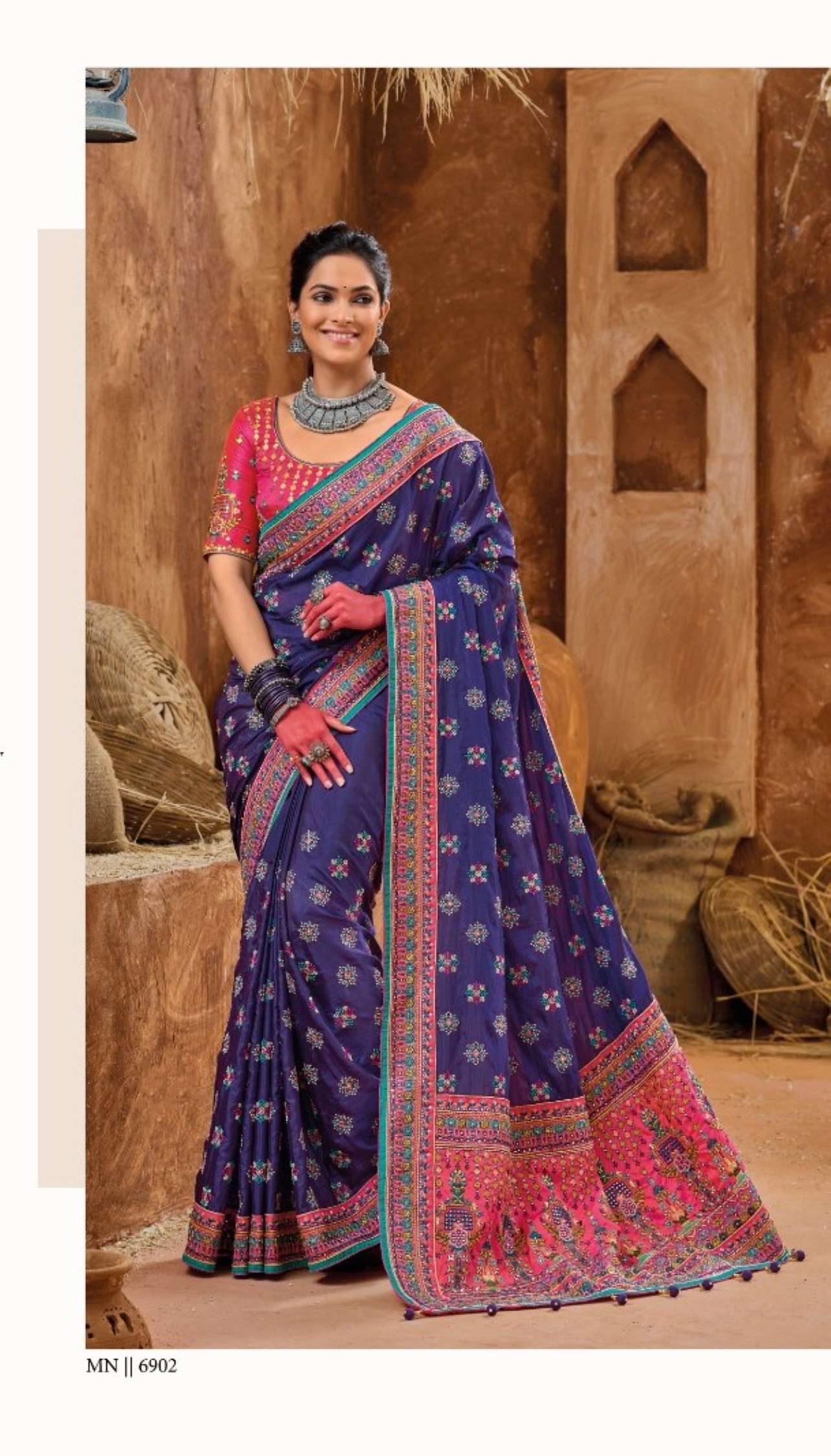 MN Kachhi Work Banarasi Silk Wedding Wear Sarees