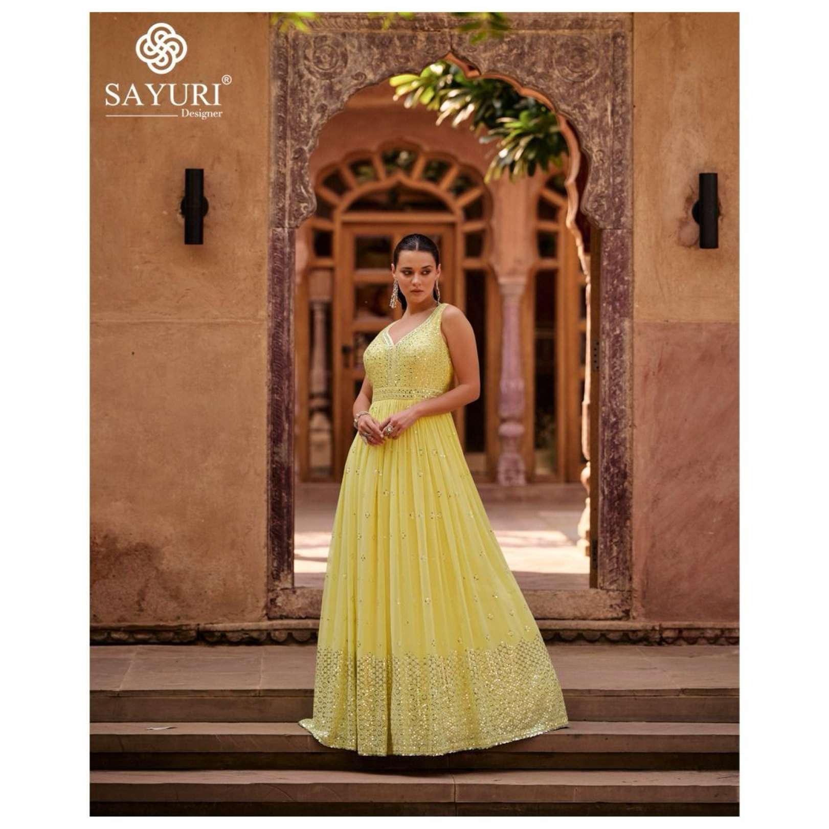 Sayuri Kavya Designer Real Georgette Gown With Dupatta