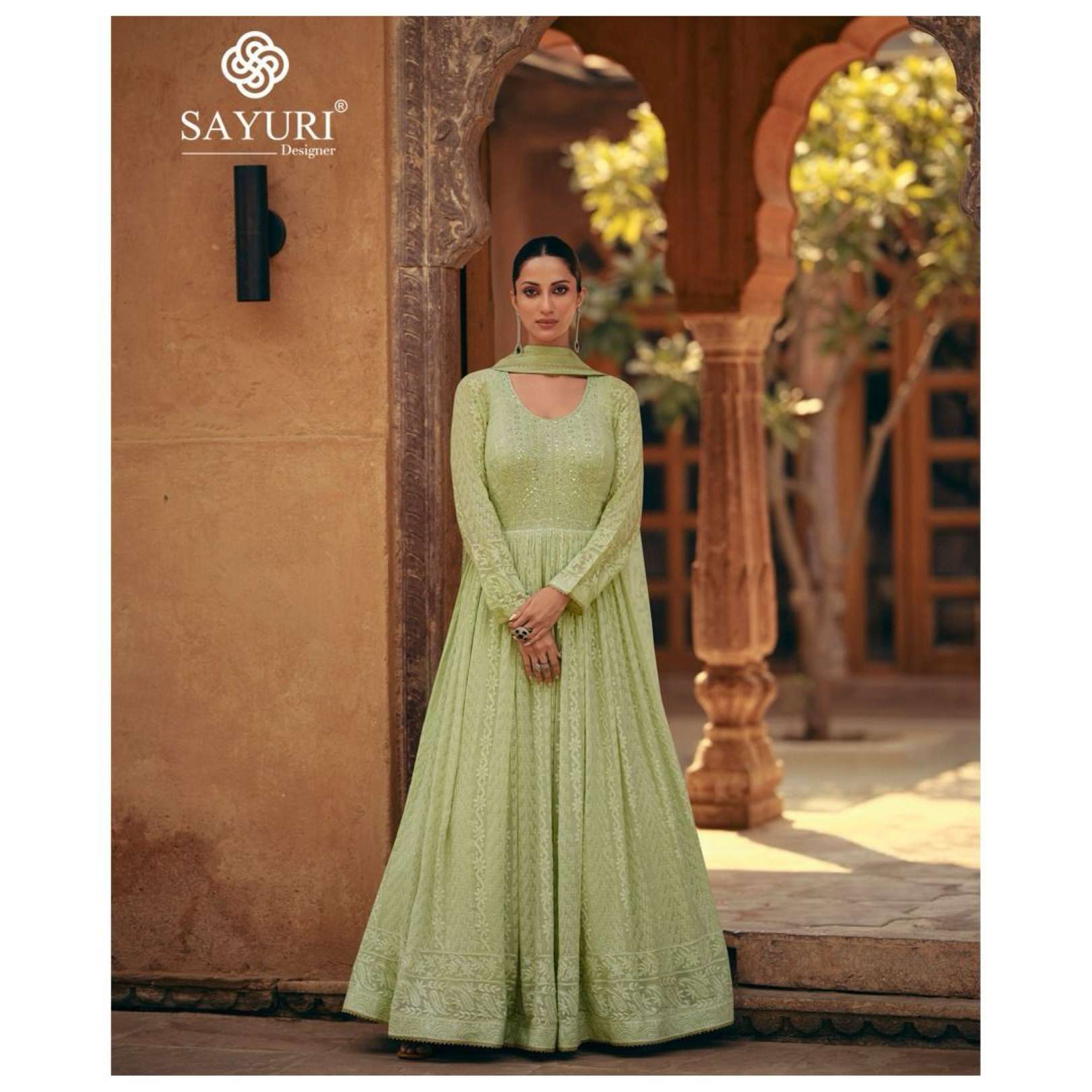 Sayuri Kavya Designer Real Georgette Gown With Dupatta