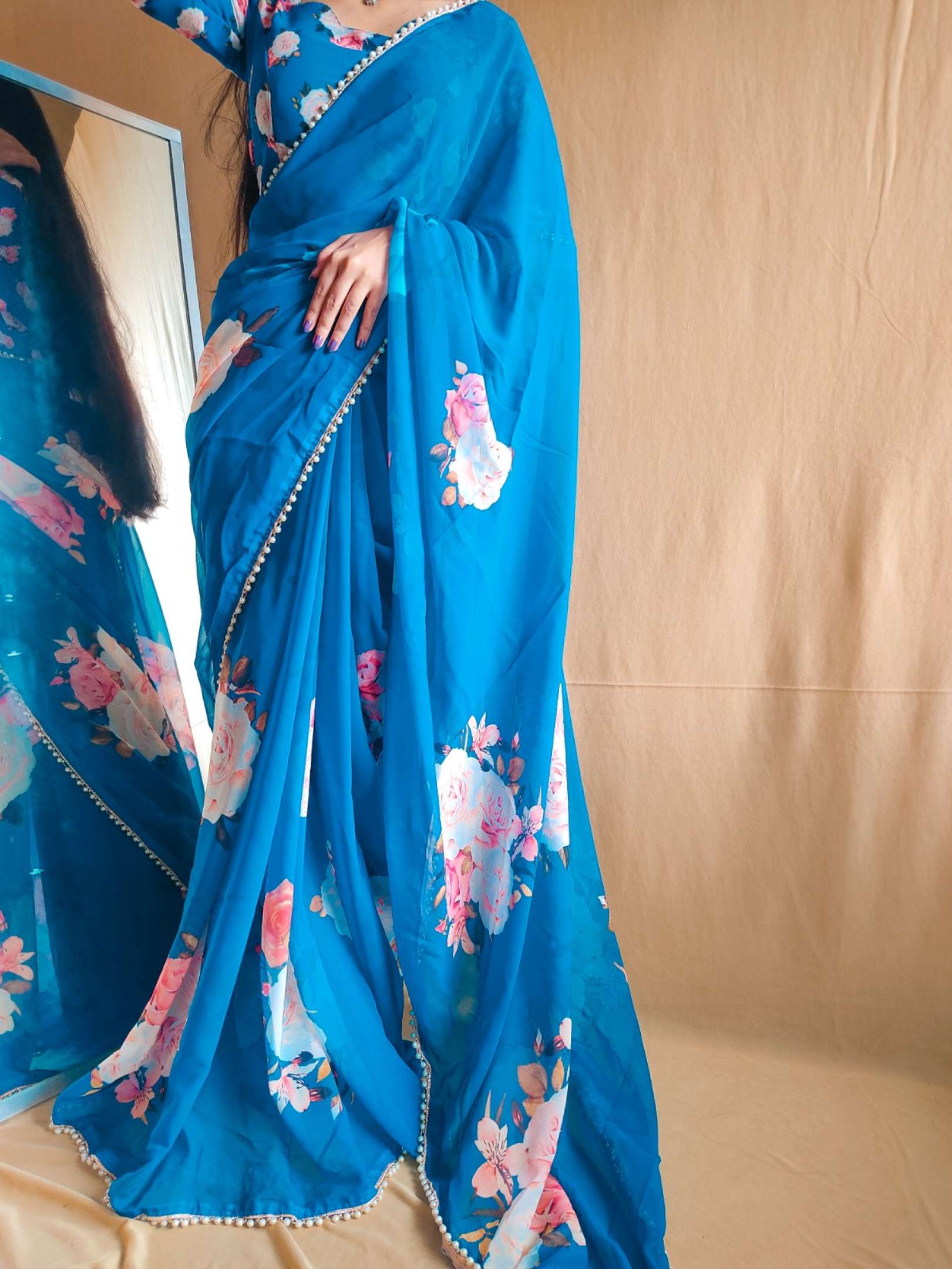 Sumshy Latest Floral Printed Georgette Designer Sarees