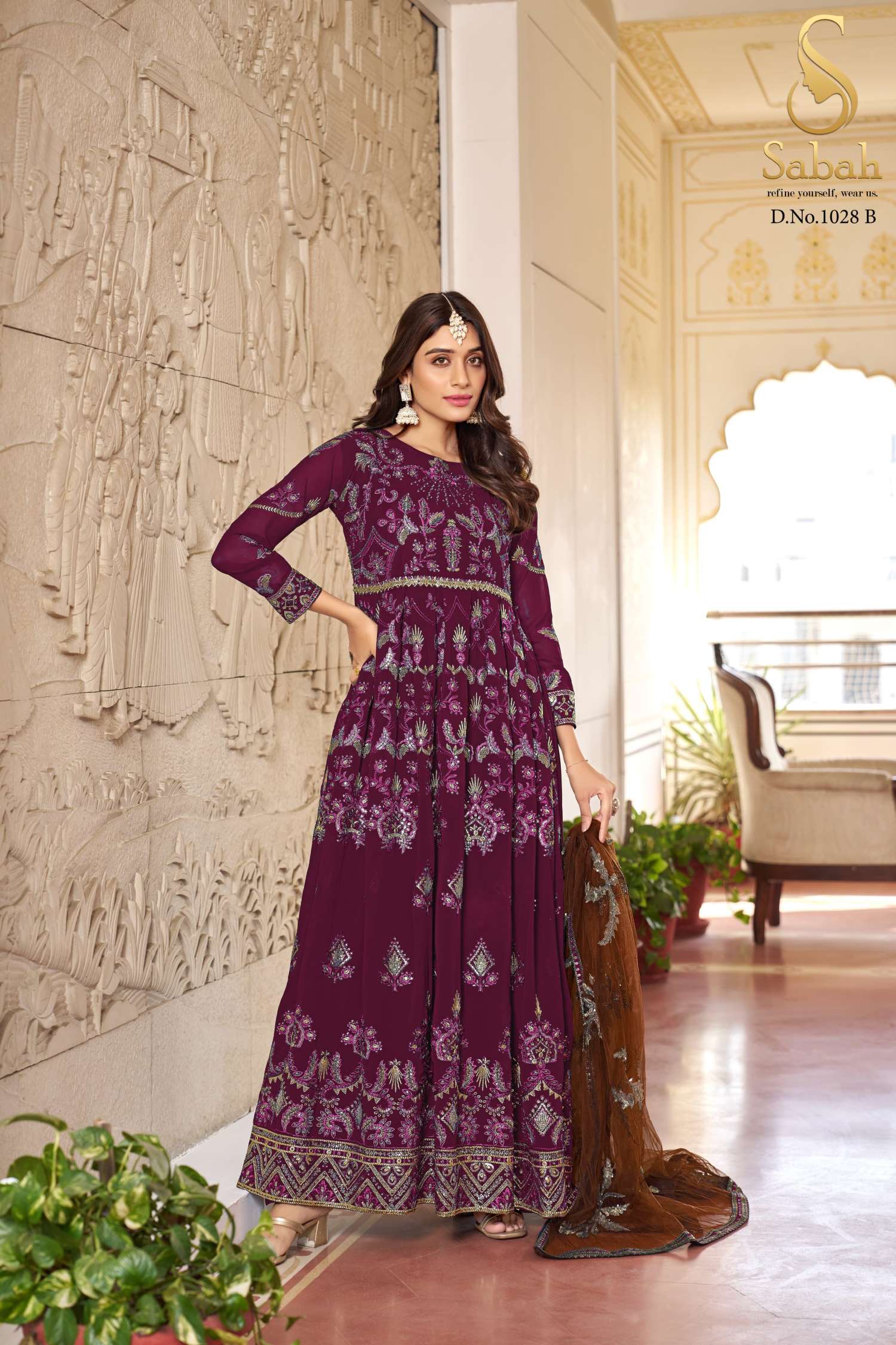 Sabah Anokhi Embroidery Faux Georgette Readymade Dress