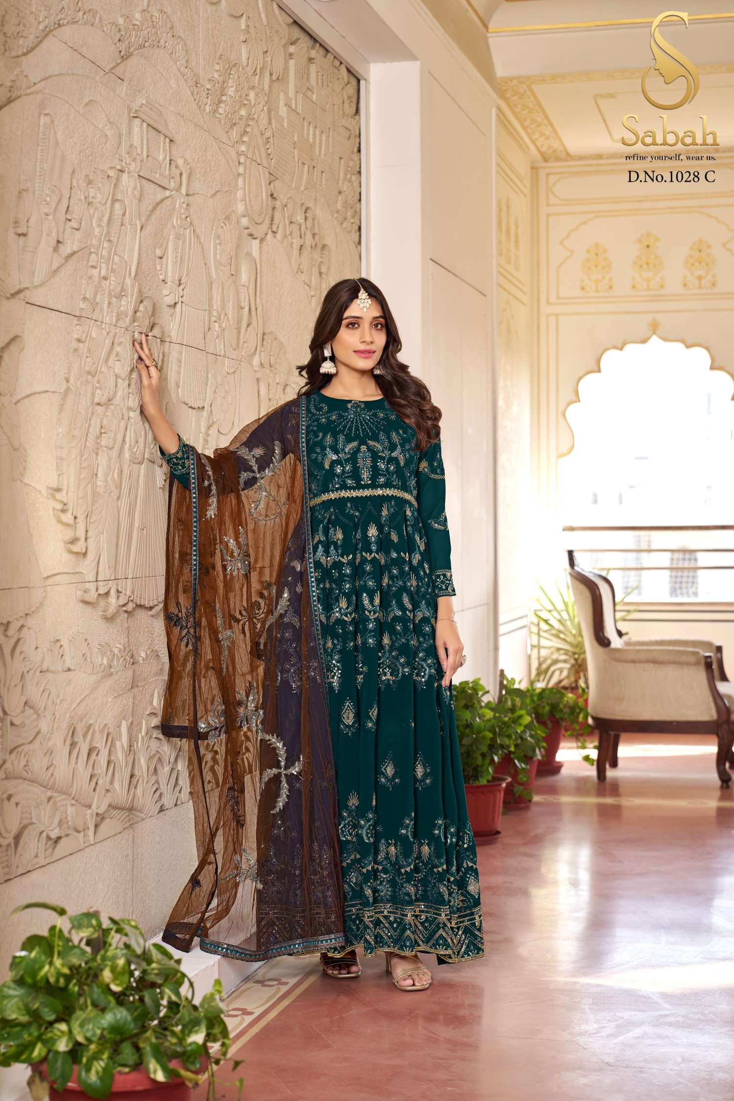 Sabah Anokhi Embroidery Faux Georgette Readymade Dress
