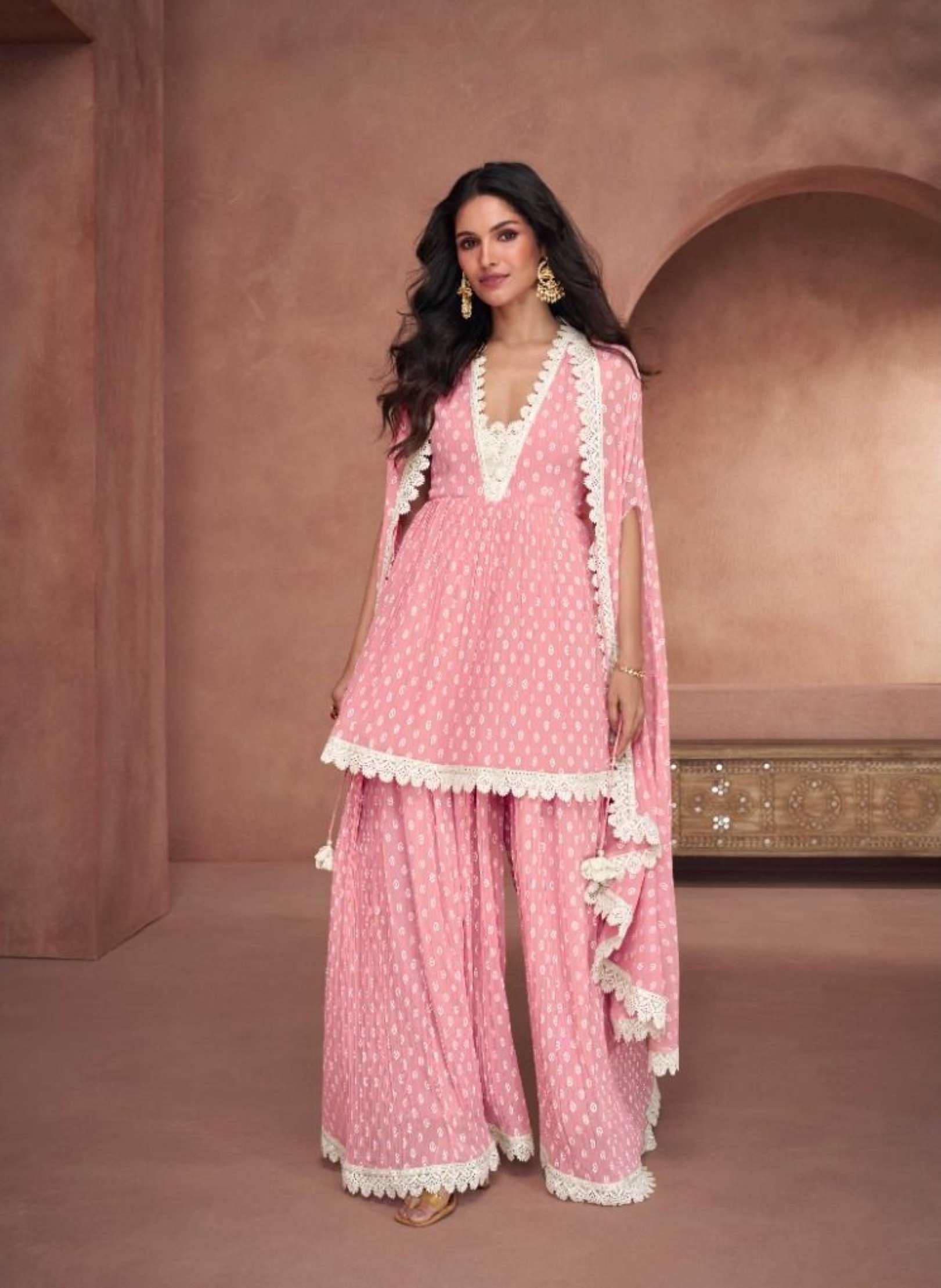 Sayuri Seerat Printed Real Georgette Gown With Shrug