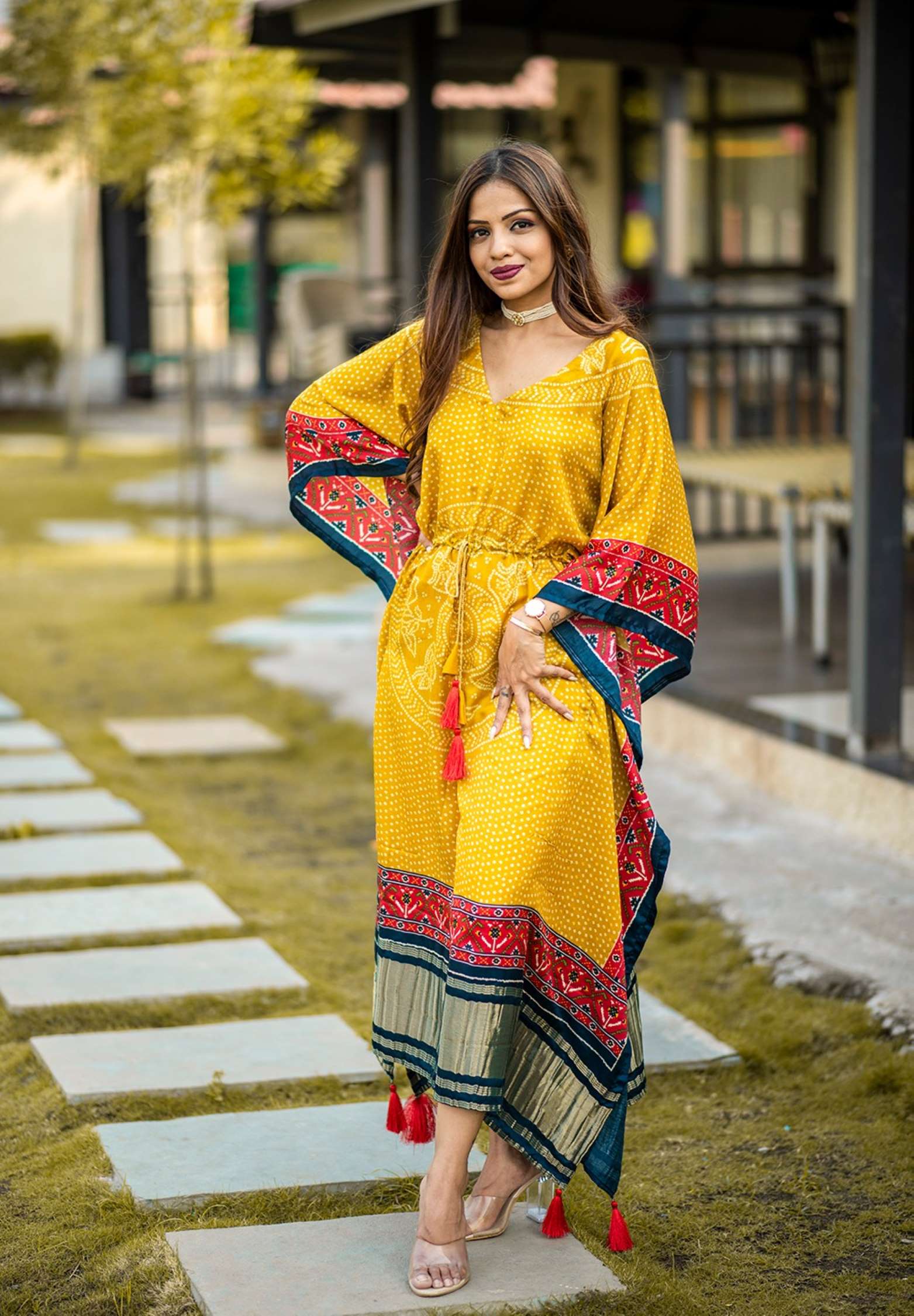 Sumshy Fancy Digital Printed Gaji Silk Kaftan