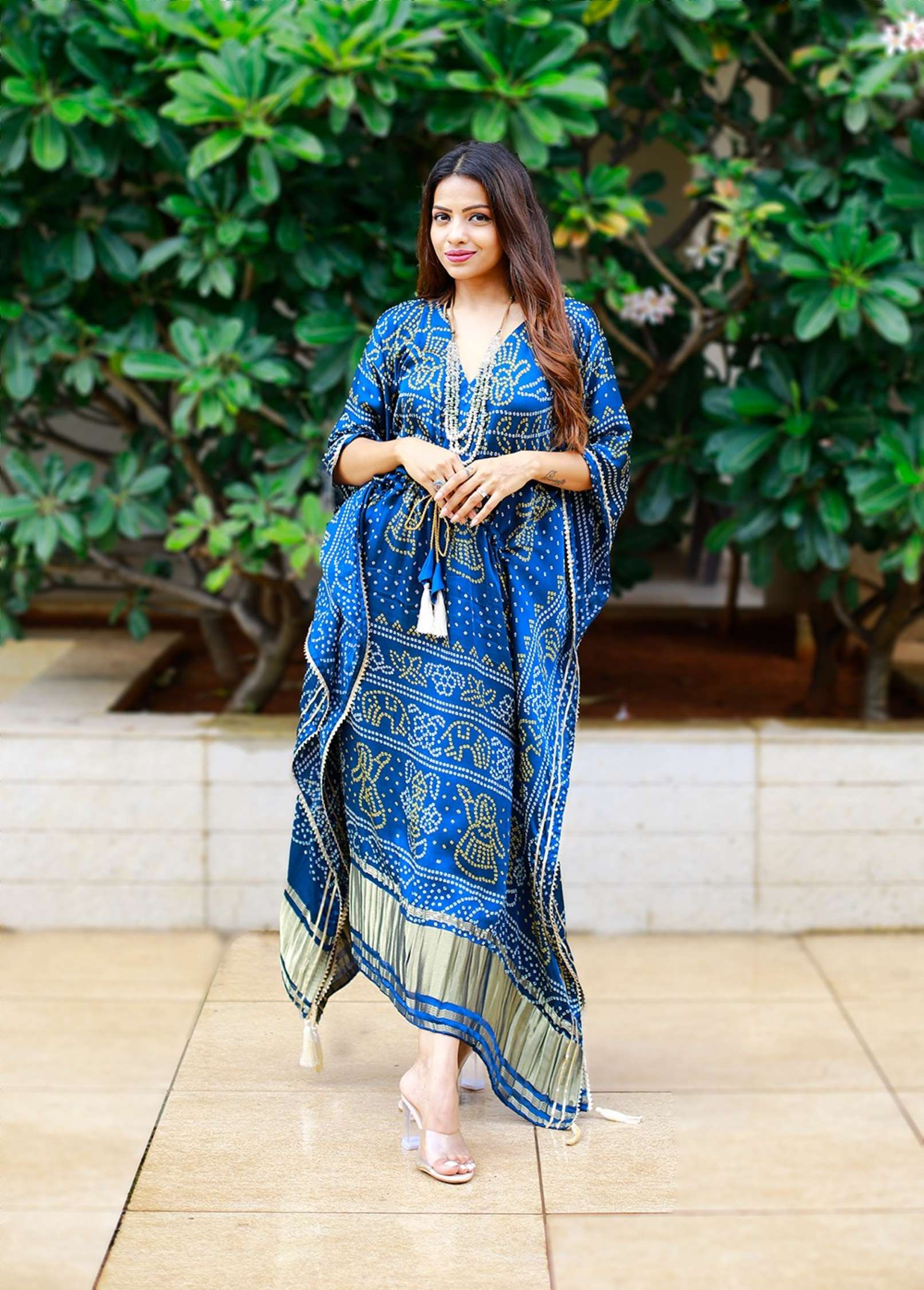 Sumshy Fancy Digital Printed Gaji Silk Kaftan