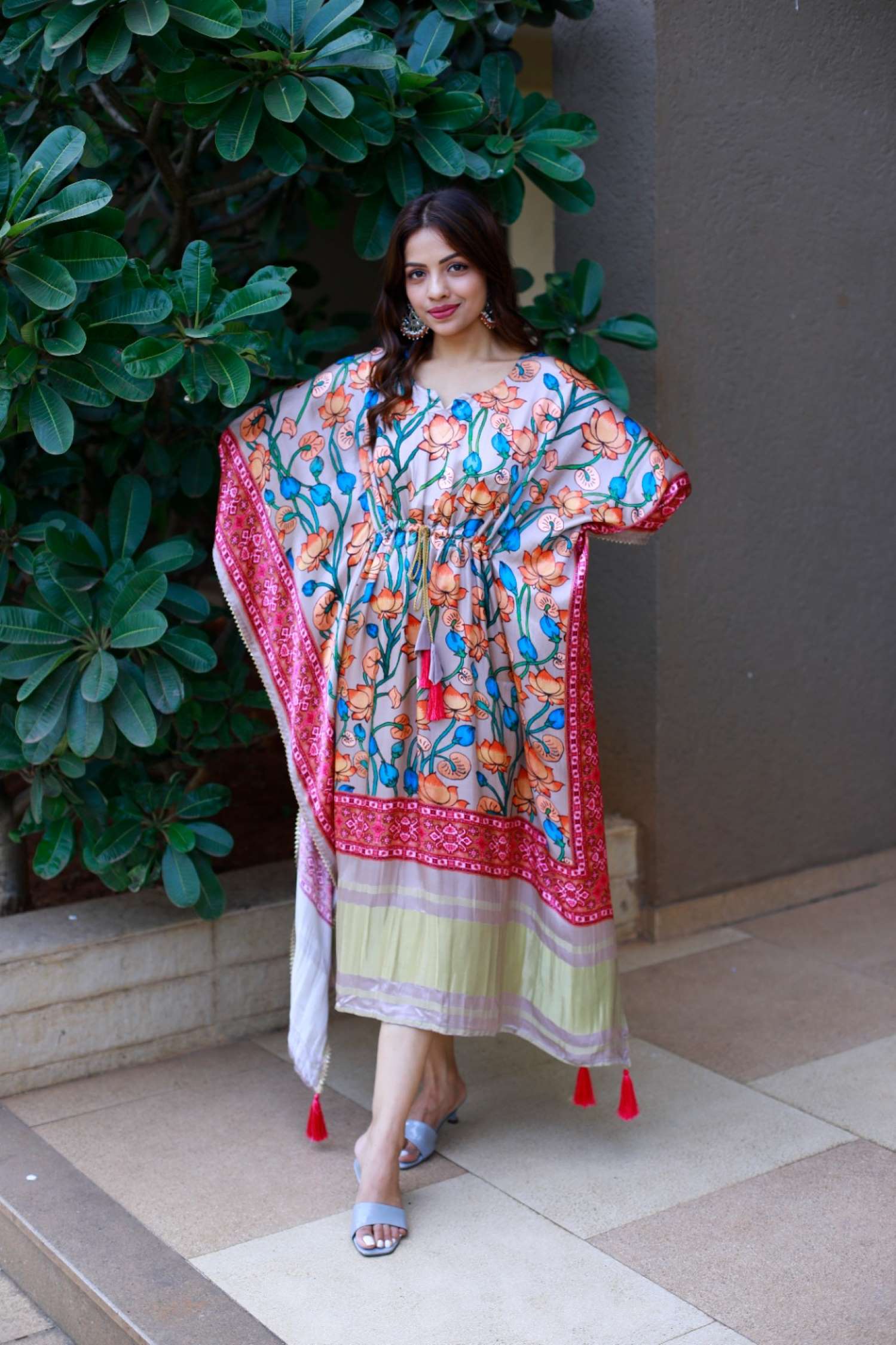 Sumshy Fancy Digital Printed Gaji Silk Kaftan
