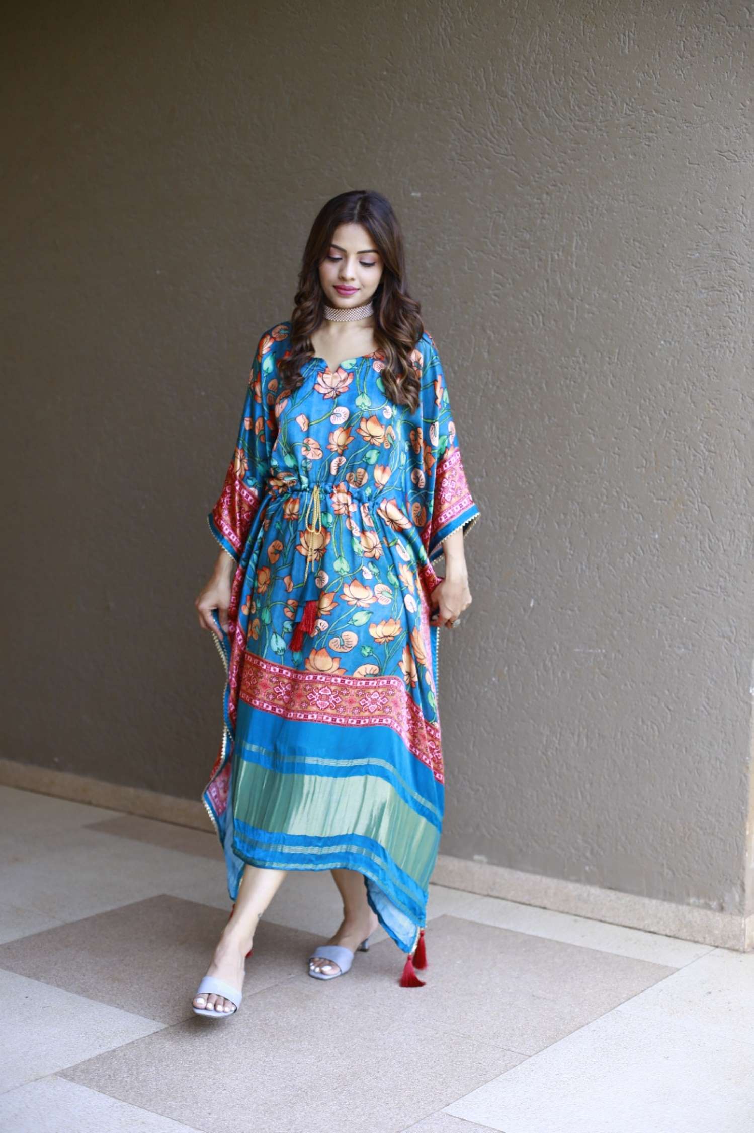 Sumshy Fancy Digital Printed Gaji Silk Kaftan