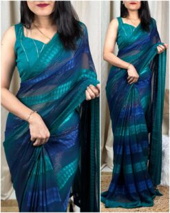 Sumshy Party Wear Self Jacquard Georgette Sarees
