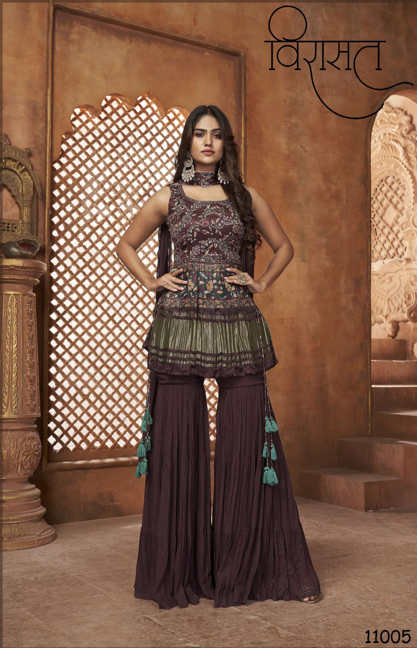 Virasat Noor Digital Printed Pure Gaji Silk Readymade Dress