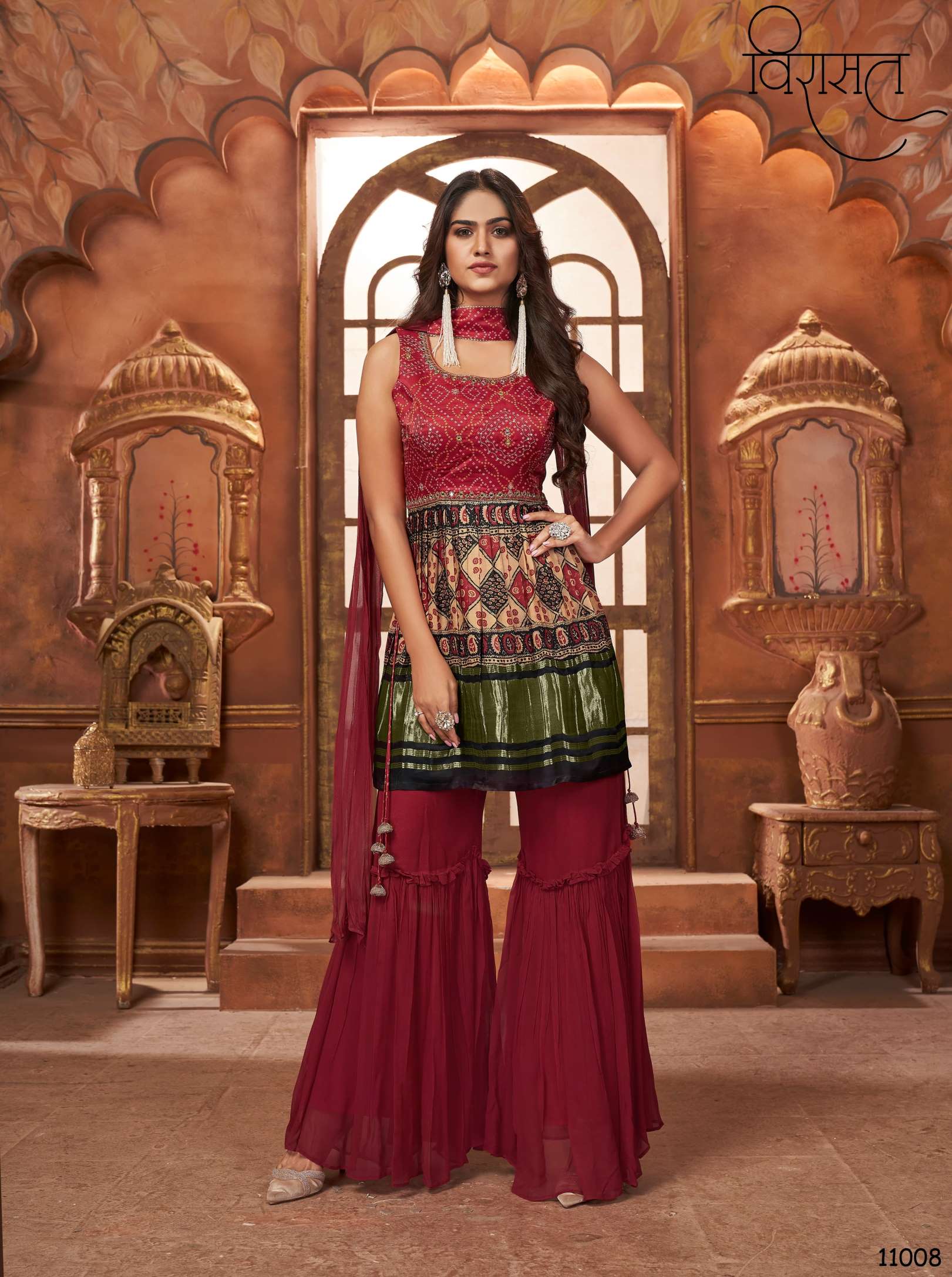 Virasat Noor Digital Printed Pure Gaji Silk Readymade Dress